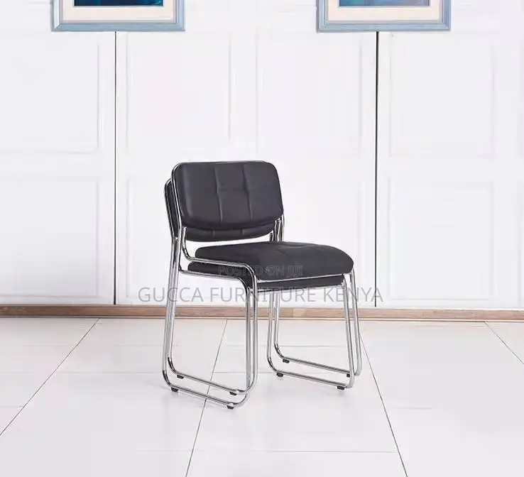 Armless Leather Cushioned Guest Office Seat