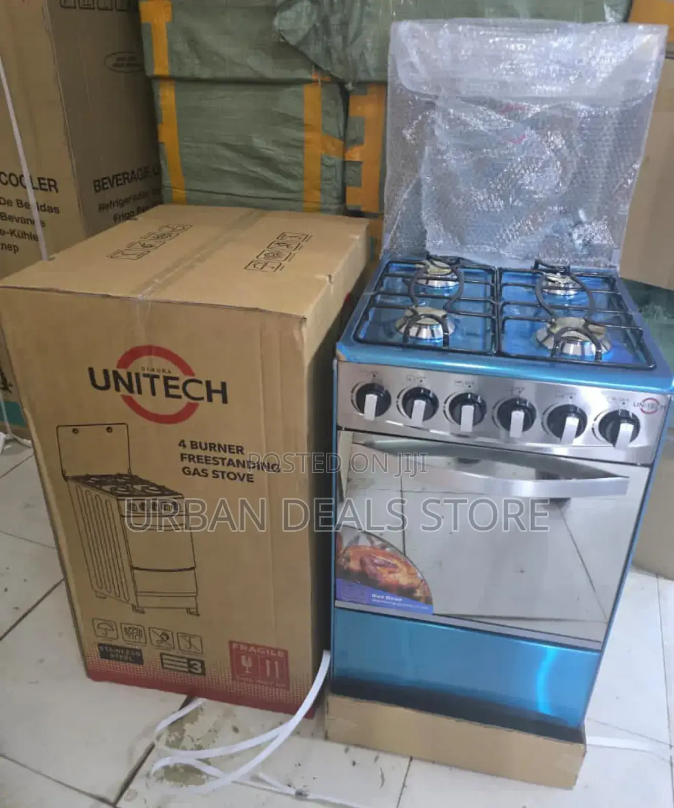 Silver 50cm*55 Unitech Full Gas Freestanding Jet Autoignition Cooker