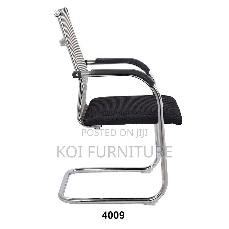 Office Chairs; Black Office Visitor Mesh Chair With Sled Base