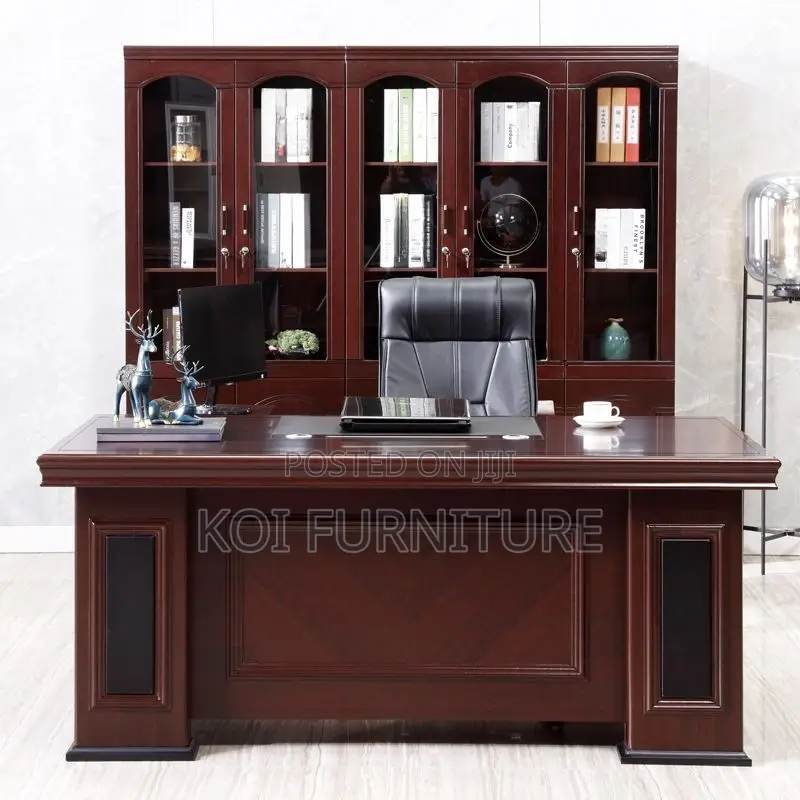 Office Desk; Executive 1.8m Mahogany Functional Office Desk
