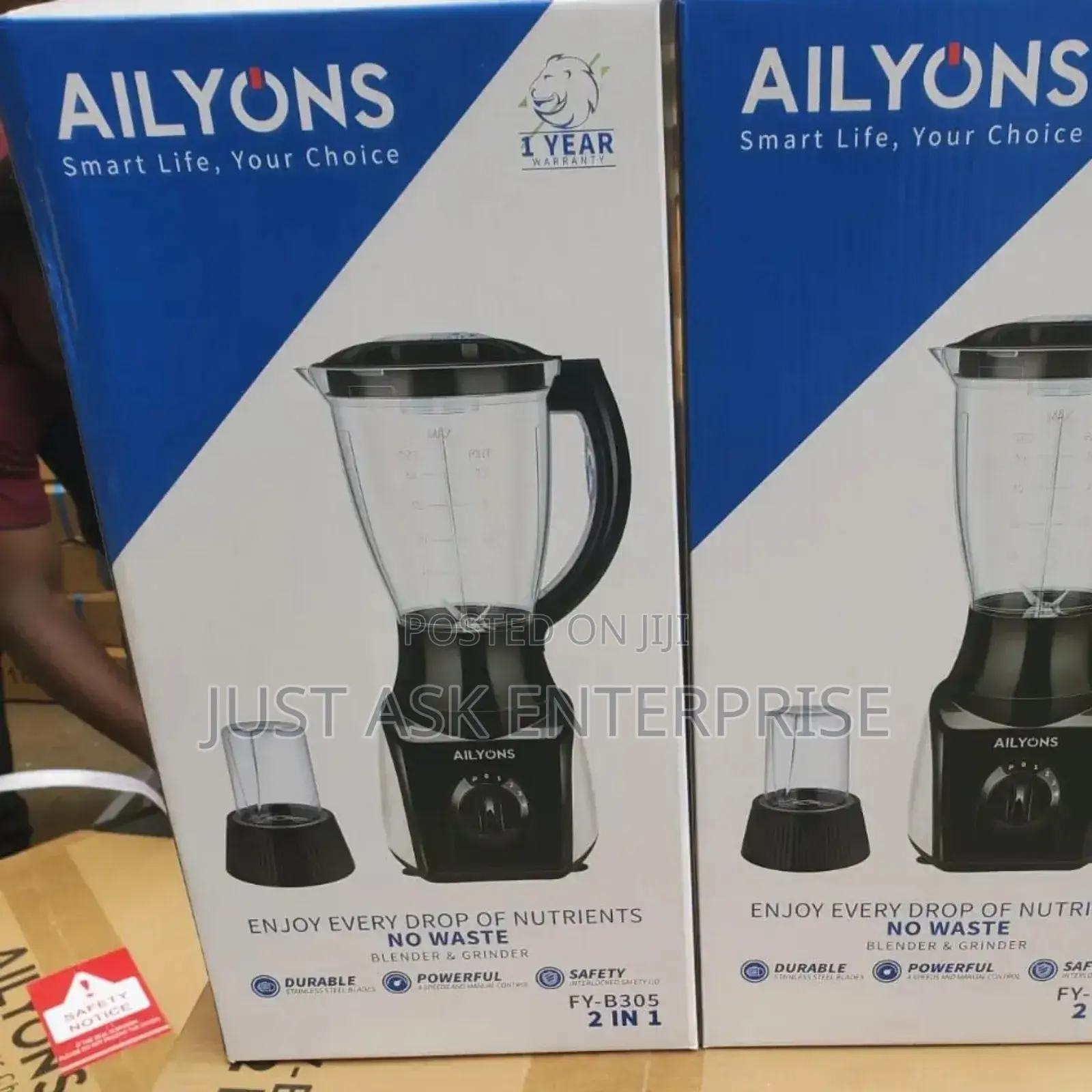 2 in 1 Ailyons Electric Blender With Grinder - 2 Litres