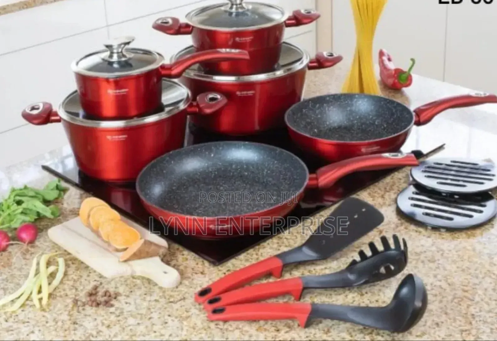 *Edenburg 15pc Cookware Set(Red )*