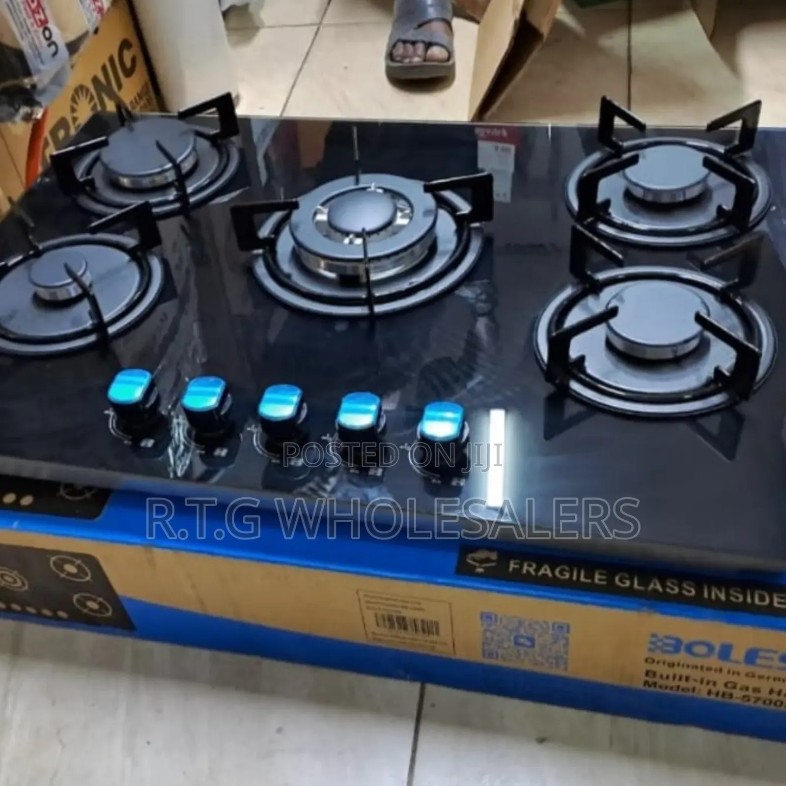 Bolesi 5 Gas Burner Tempered Glass Hob
