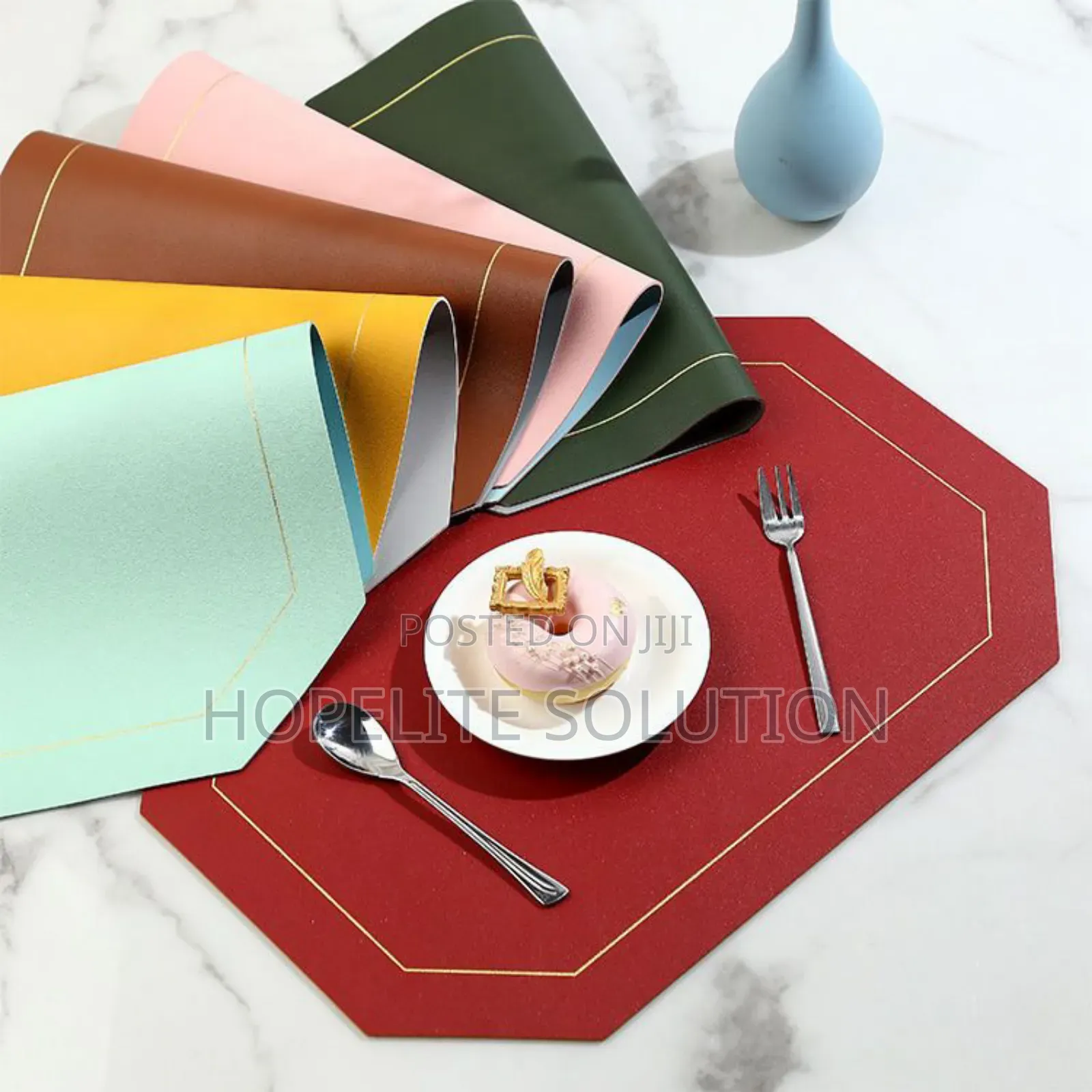 6 PCS Double Sided Pu Leather Nordic Style Antislip Tablemats