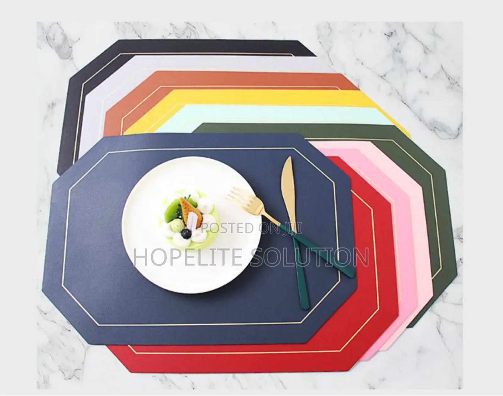 6 PCS Double Sided Pu Leather Nordic Style Antislip Tablemats