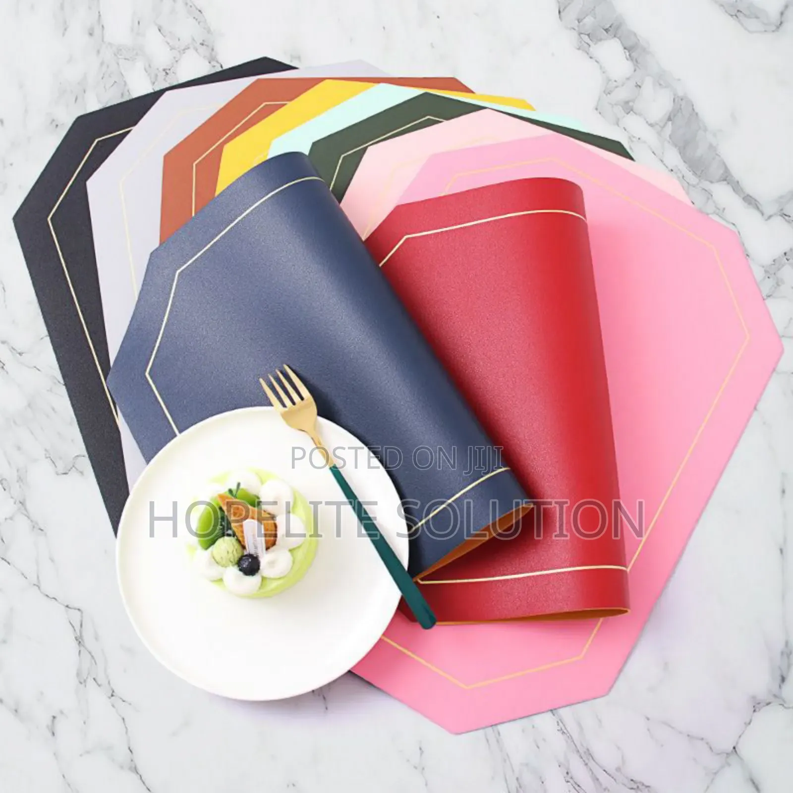 6 PCS Double Sided Pu Leather Nordic Style Antislip Tablemats
