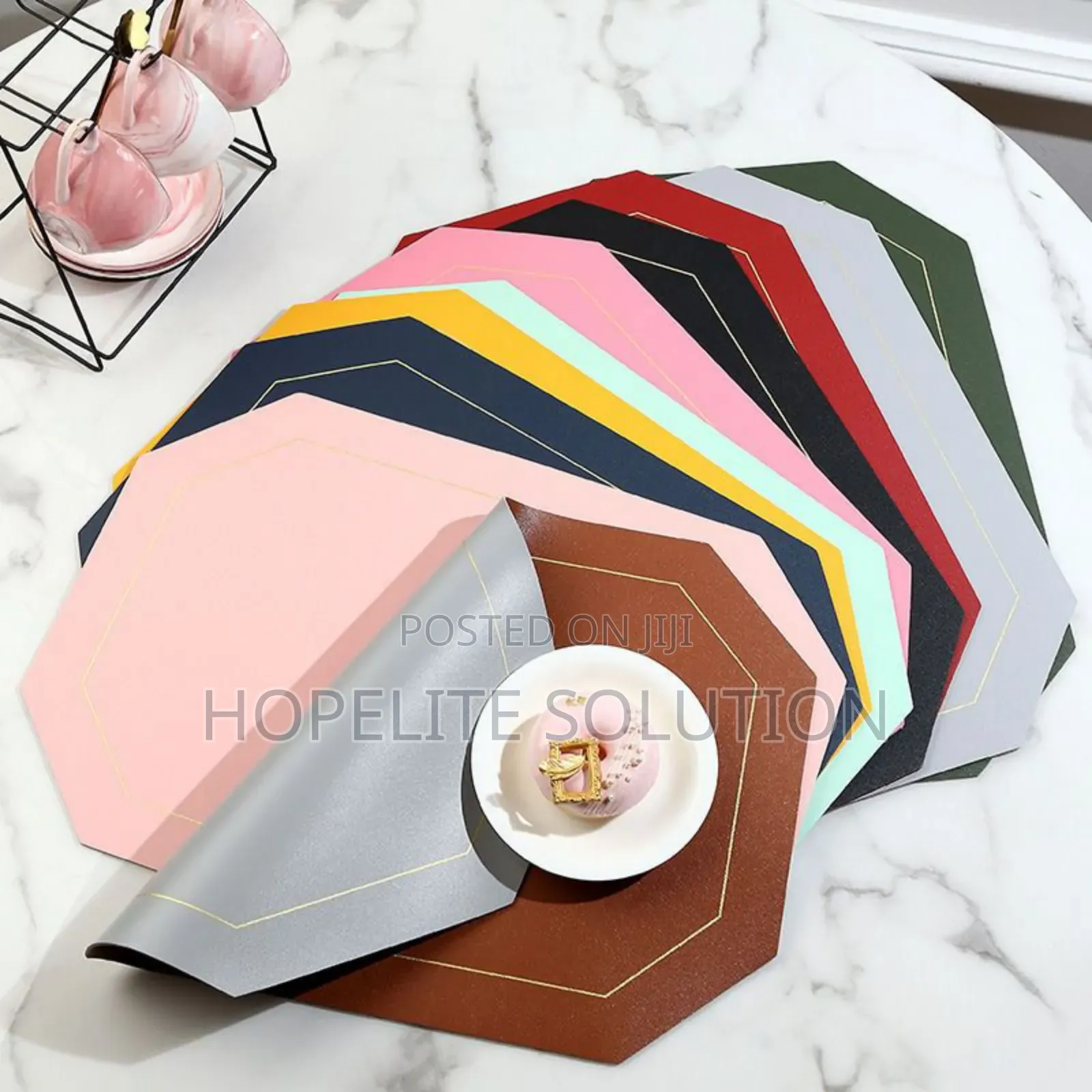 6 PCS Double Sided Pu Leather Nordic Style Antislip Tablemats