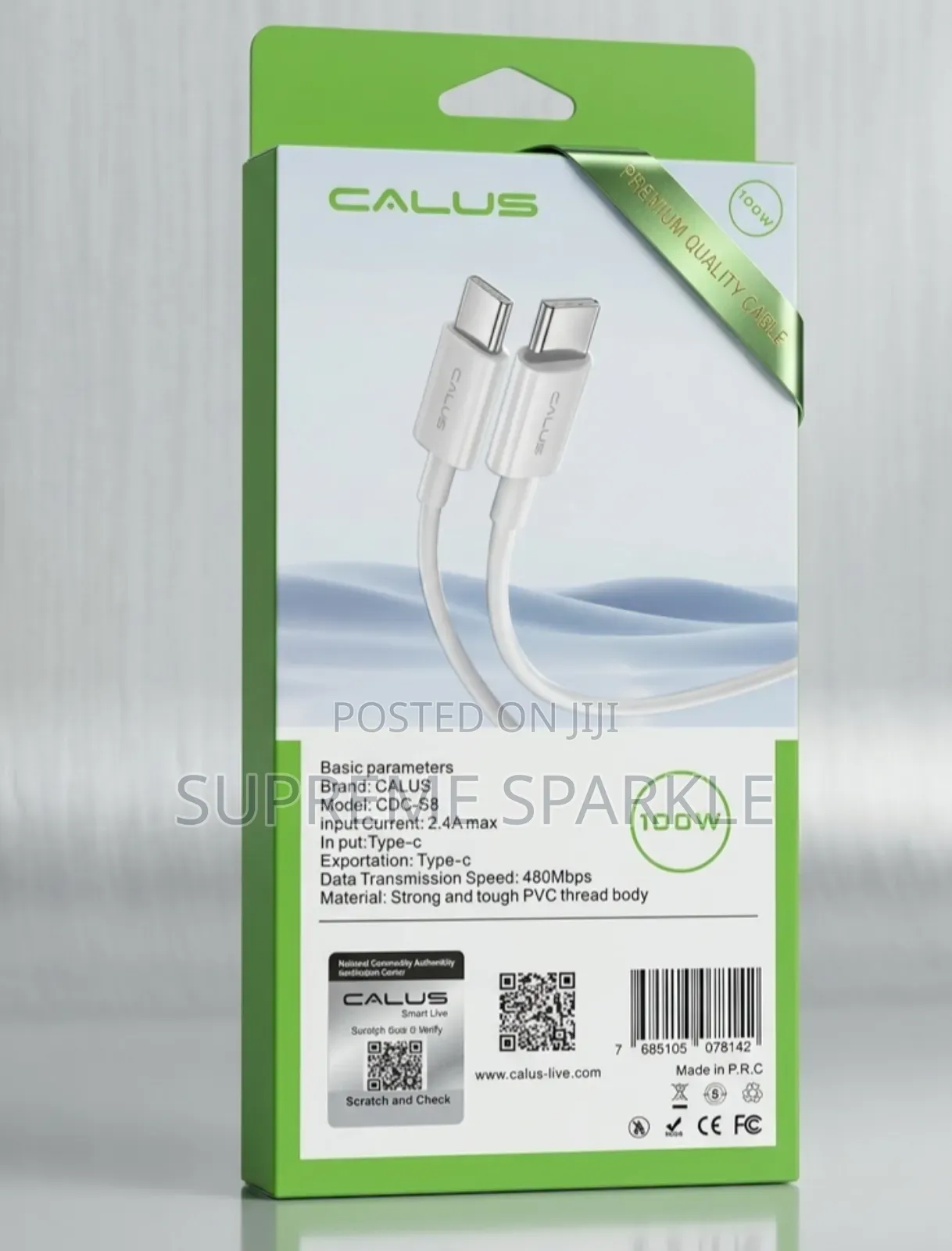 Calus CDC-S8 Is a 1-Meter, 100w Usb-C to Usb-C Charging Cable.