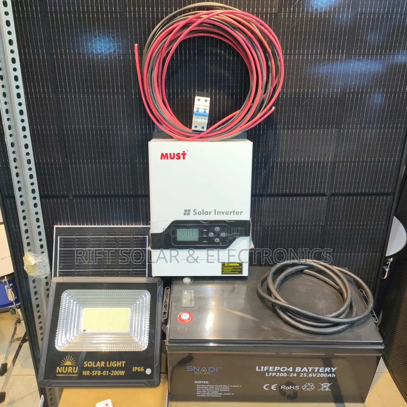 3.2kva Off Grid - 24v 200ah Lithium Battery - (2)625w Solar Panels Kit