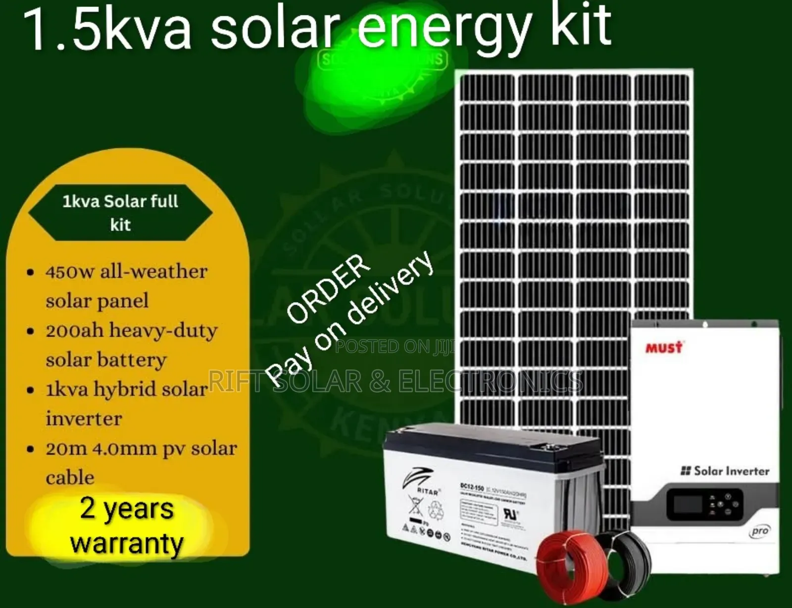 1.5kva Off Grid Solar Energy Home Use Kit Tv, Lighting, Fridge,Wifi