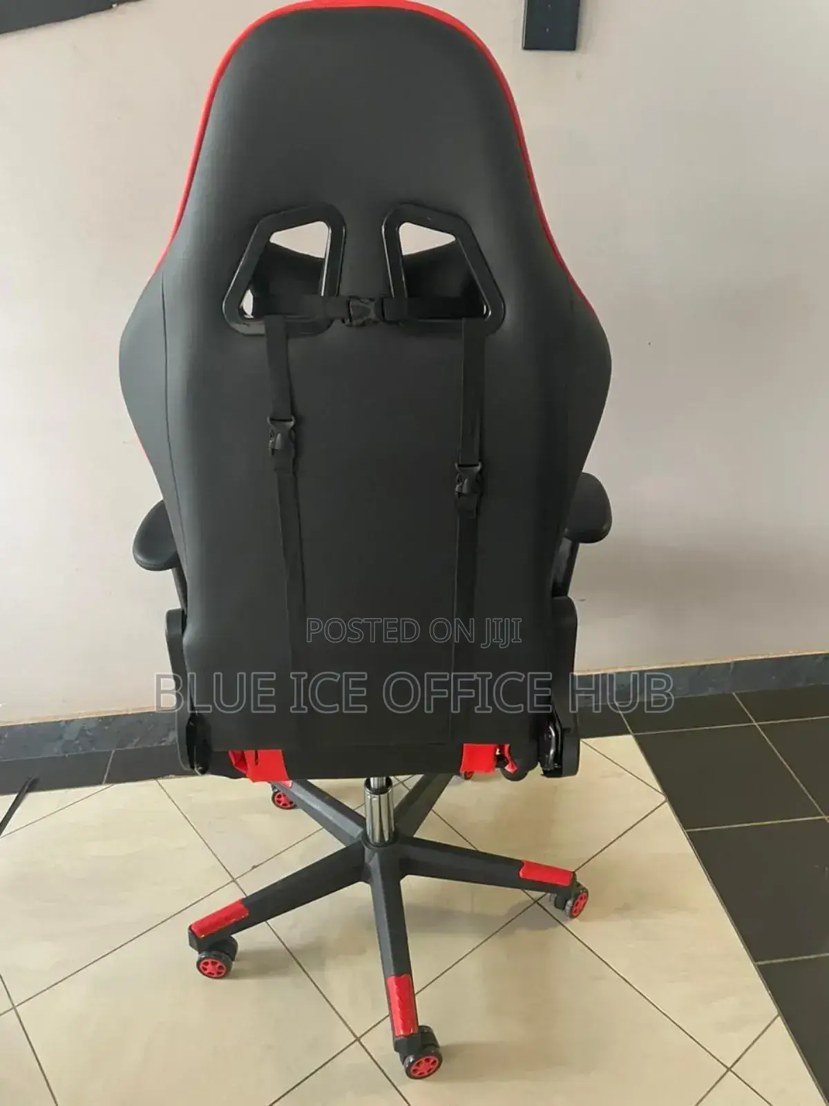 Blue Black Gaming Chair With Lumbar Support and Adjustable Armrests