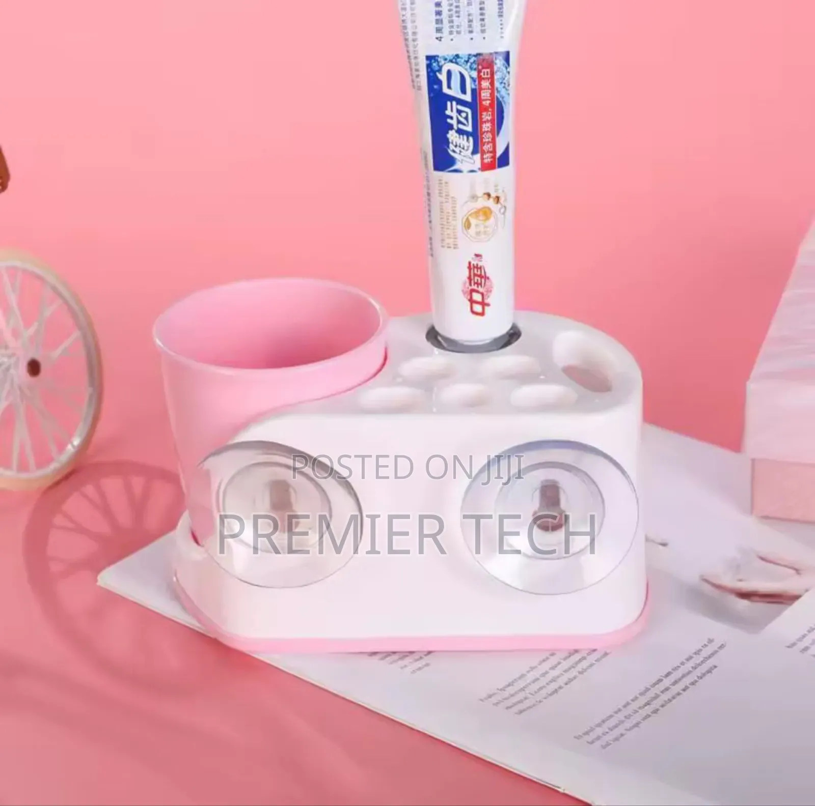 *Toothbrush Holder With Toothpaste Dispenser