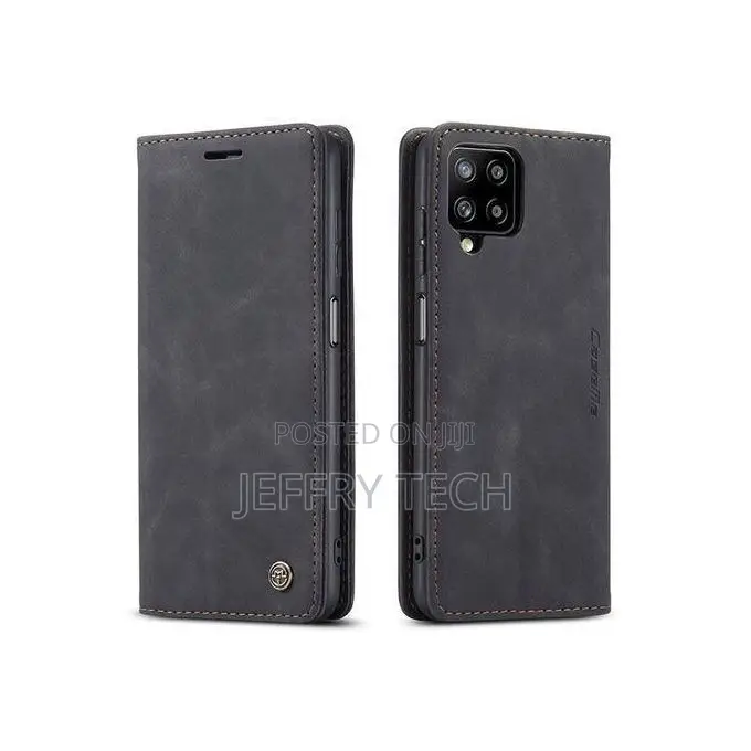 Jusxa Caseme Wallet Flip Leather Case for Samsung Galaxy A12 -Black