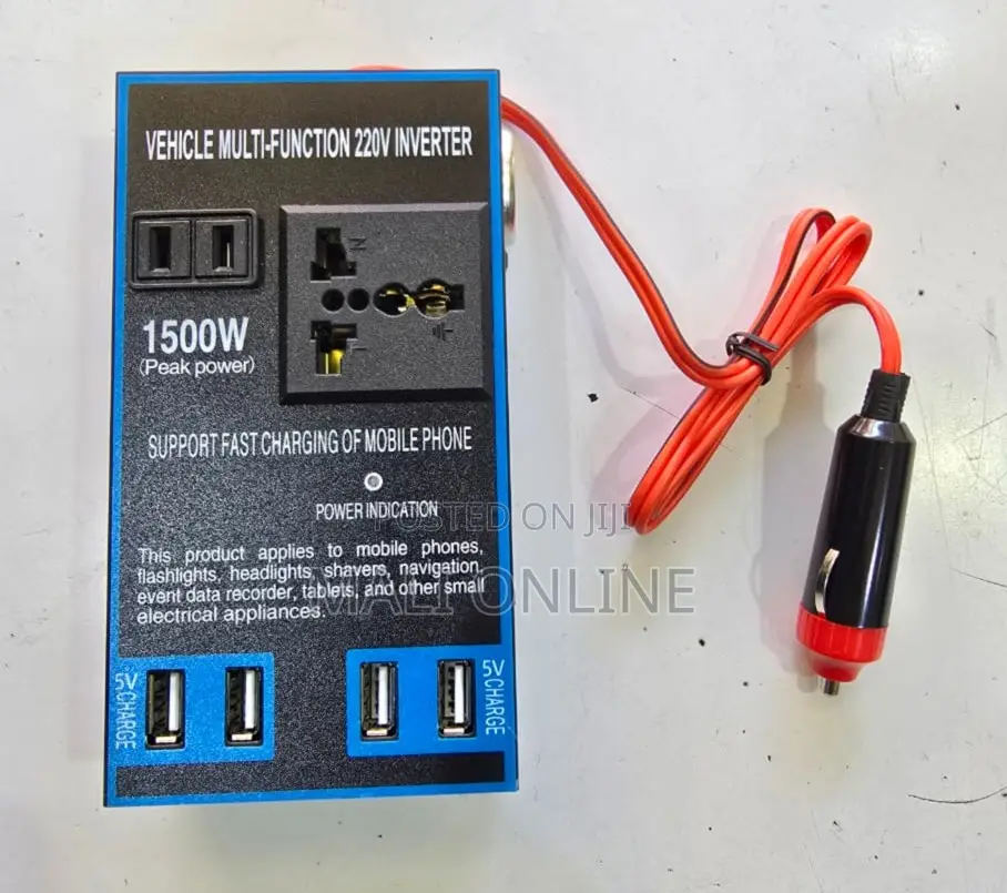 Car Power Inverter 12v 24v to 220v Converter 1500w Ac Socket 4 Usb