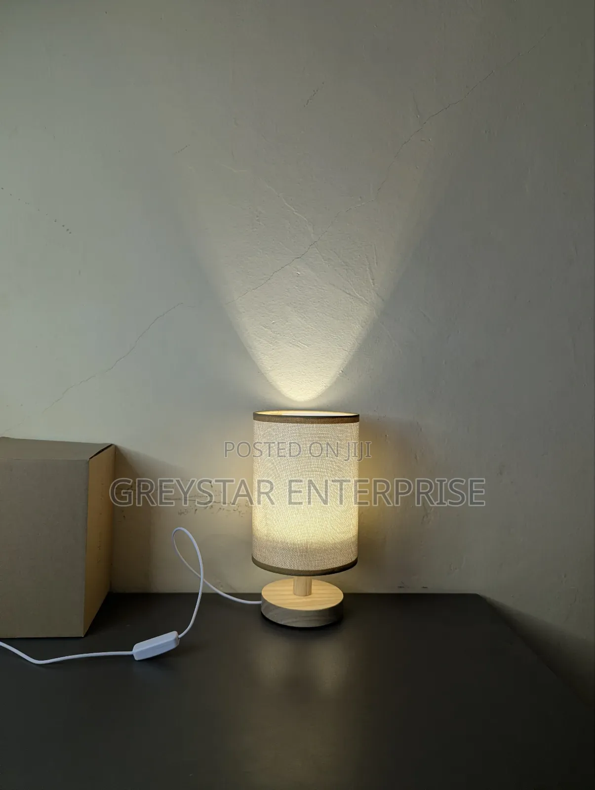 Vintage Nightstand Table Lamp Wooden Fabric Living Room Desk Lamps