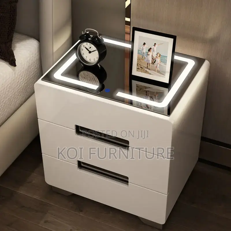 Storage Units; Home Bedroom Cabinet With Three Drawers and Led Light