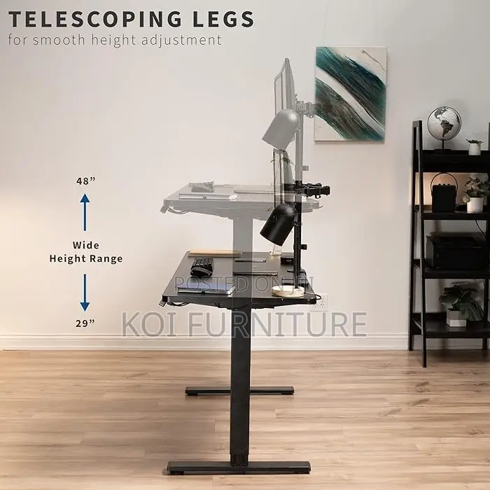 Office Desk; Height Adjustable Electric Desk With Telescoping Legs