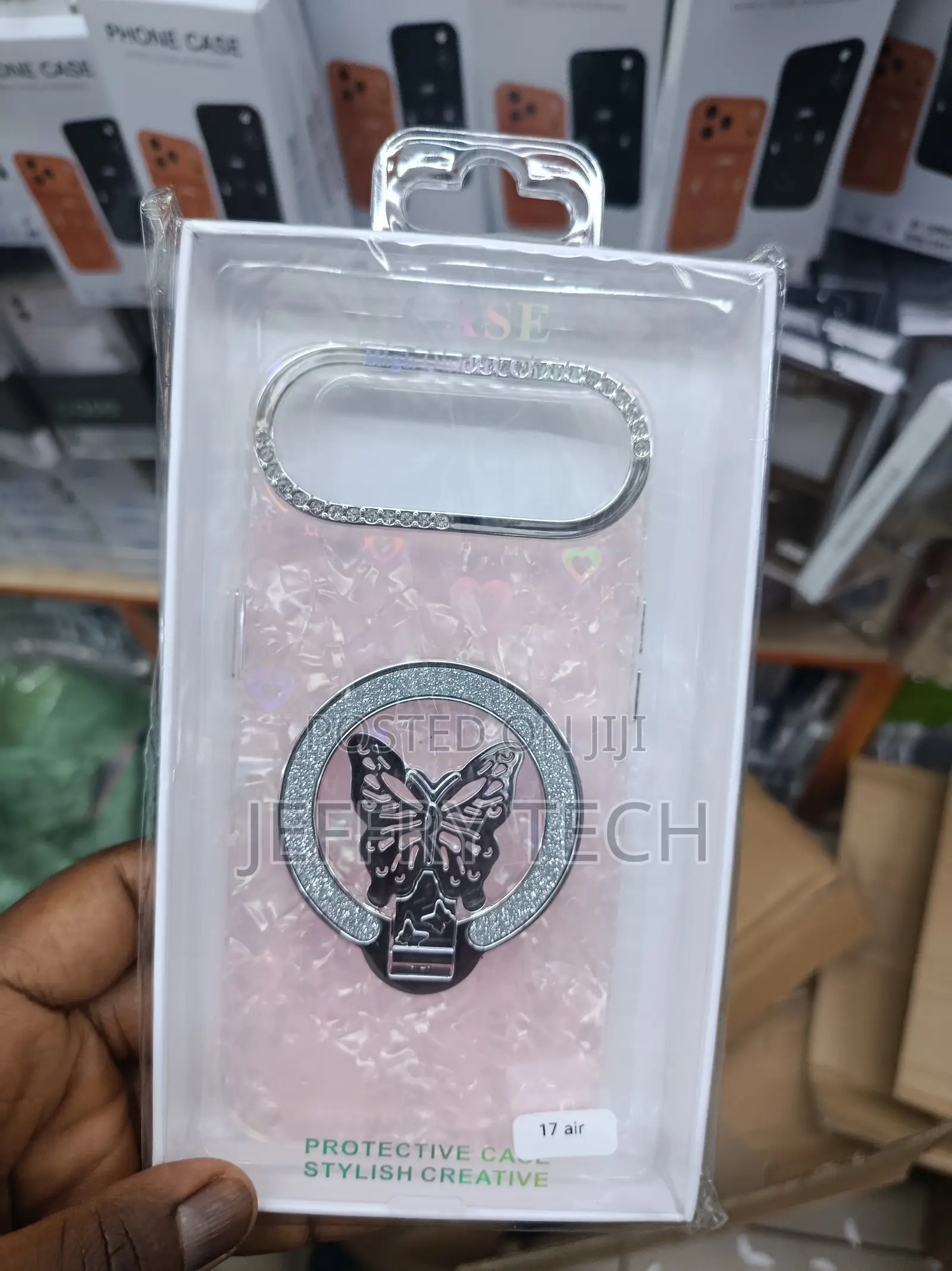 Vilka Glitter Butterfly Bling Magnetic Ring Holder iPhone 17 Air Case