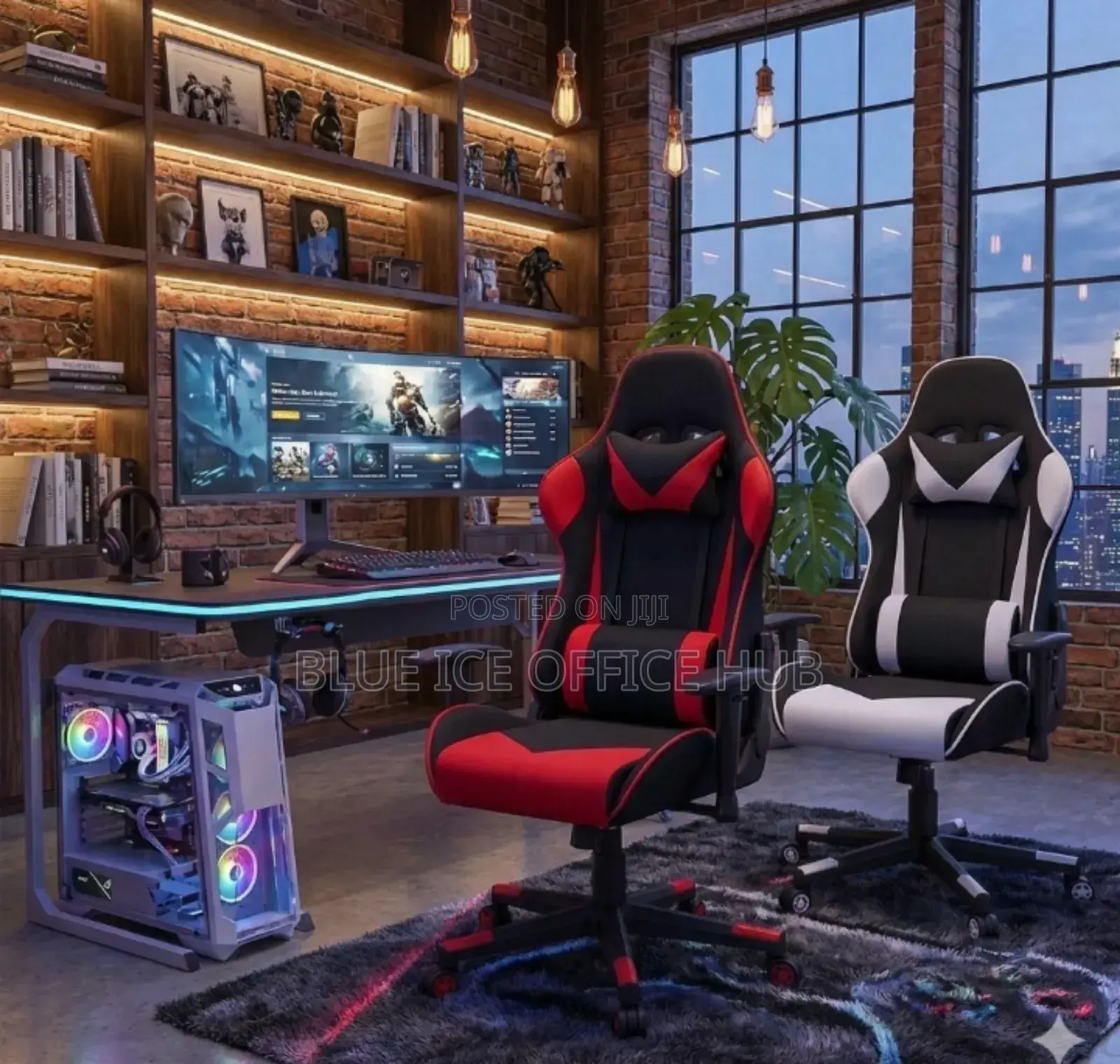 Gaming Chair With Headrest and Lumbar Support | Red Black