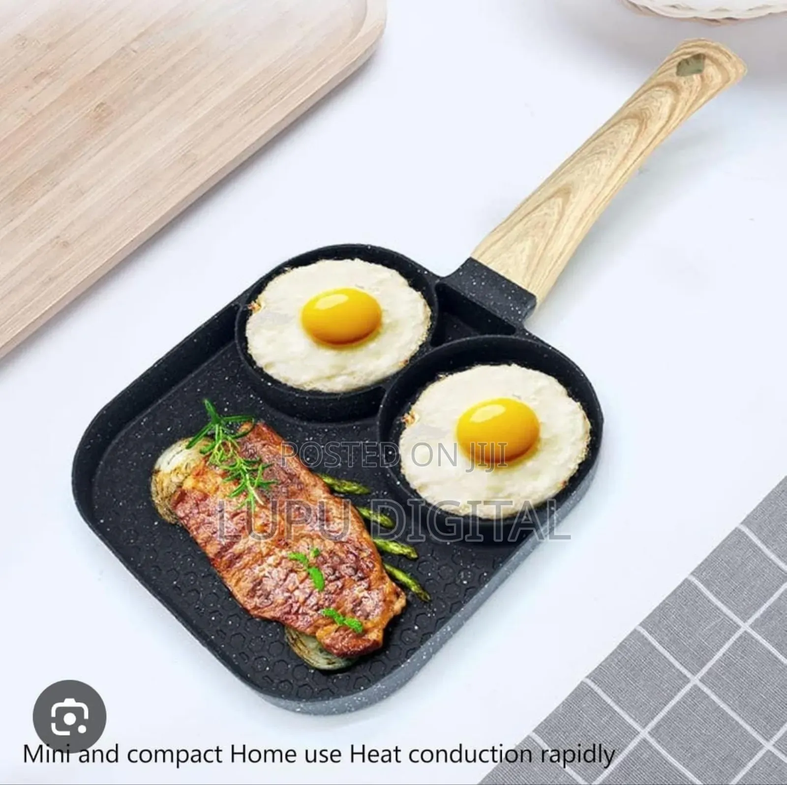 High Quality Heavy Granite Non~Stick 3 Slot Pan Cake /Egg Pan Egg