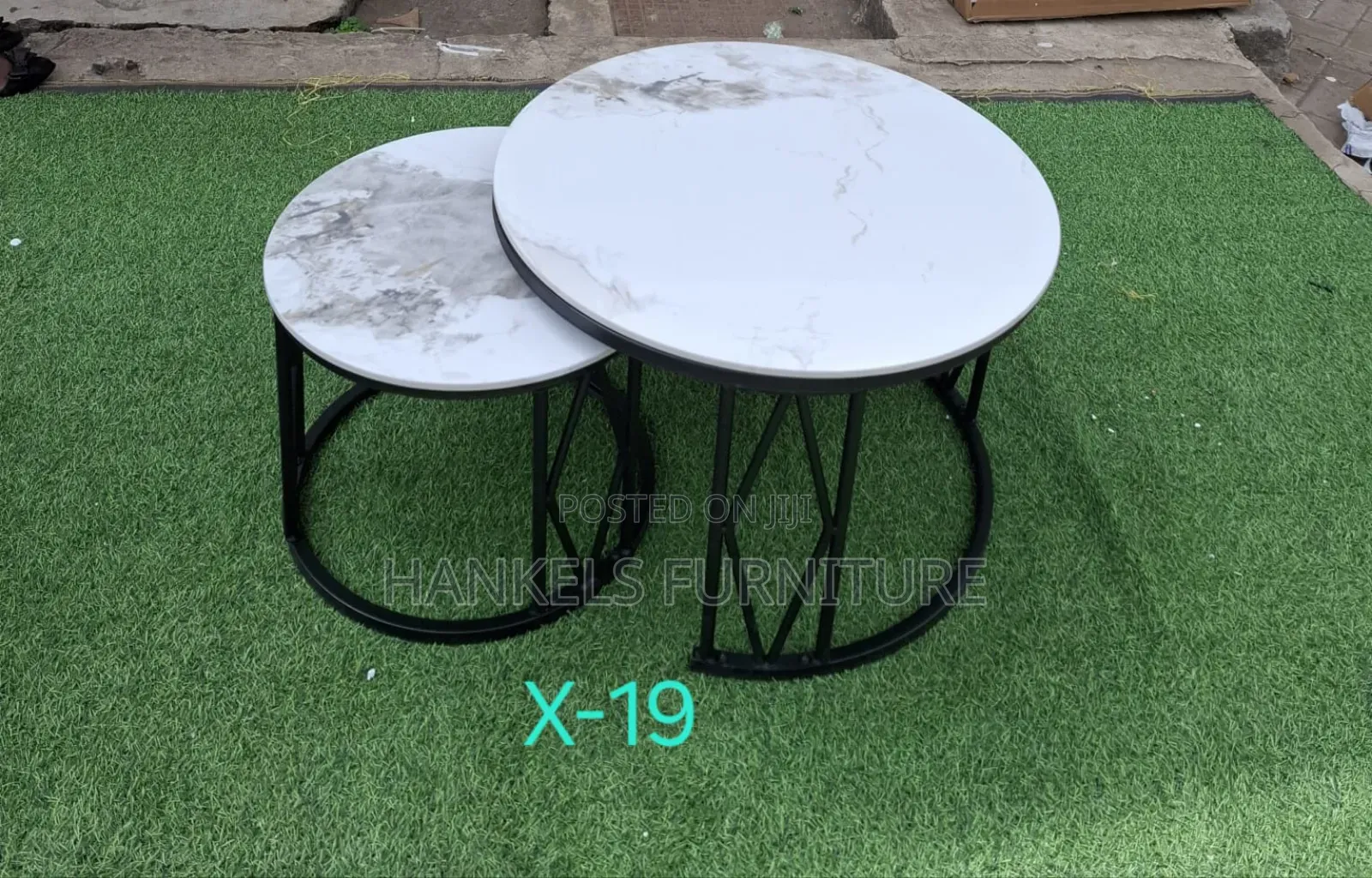 Modern Marble Nesting Stools With Metallic Frame