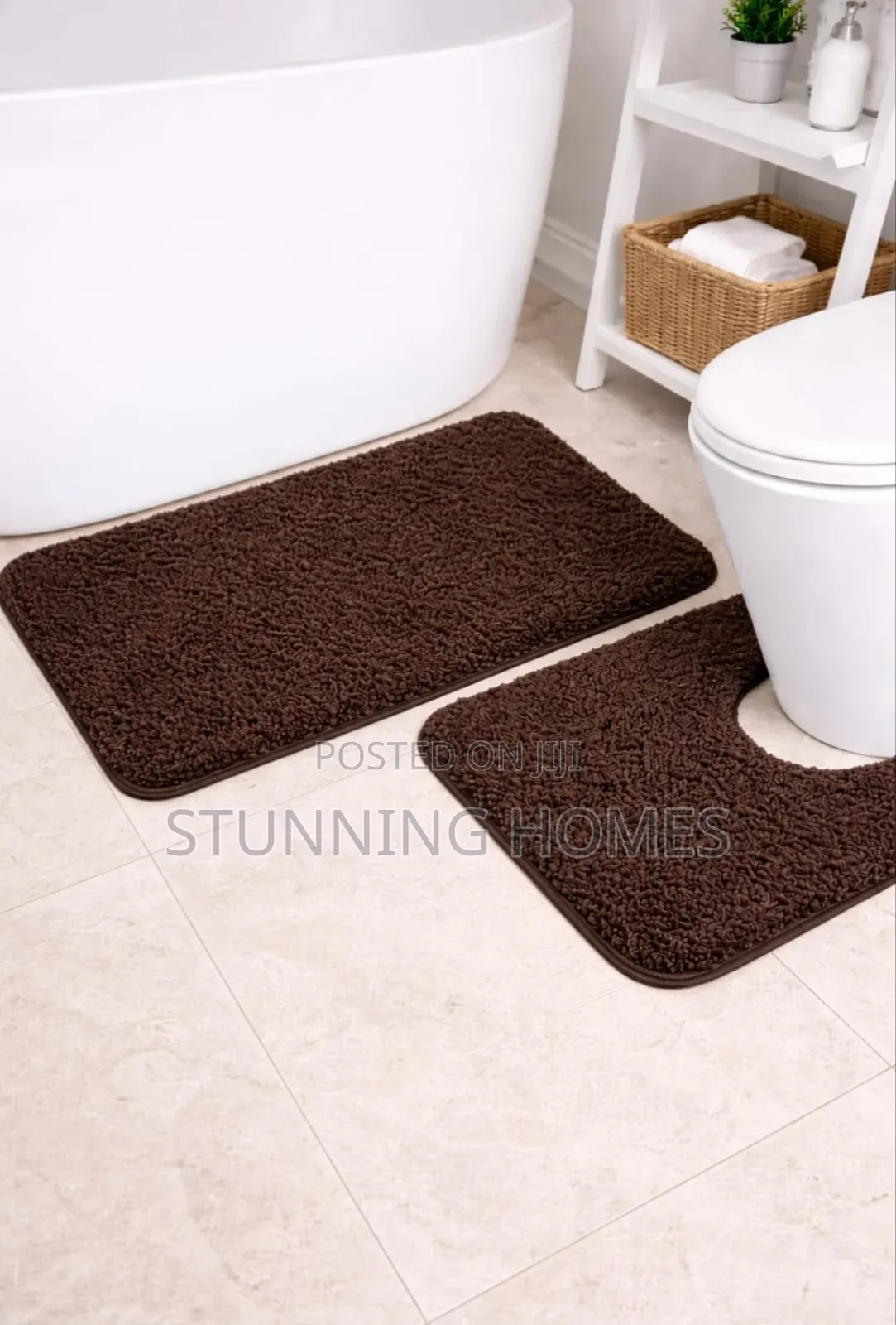 2pcs Fluffy Bathroom Mats Set