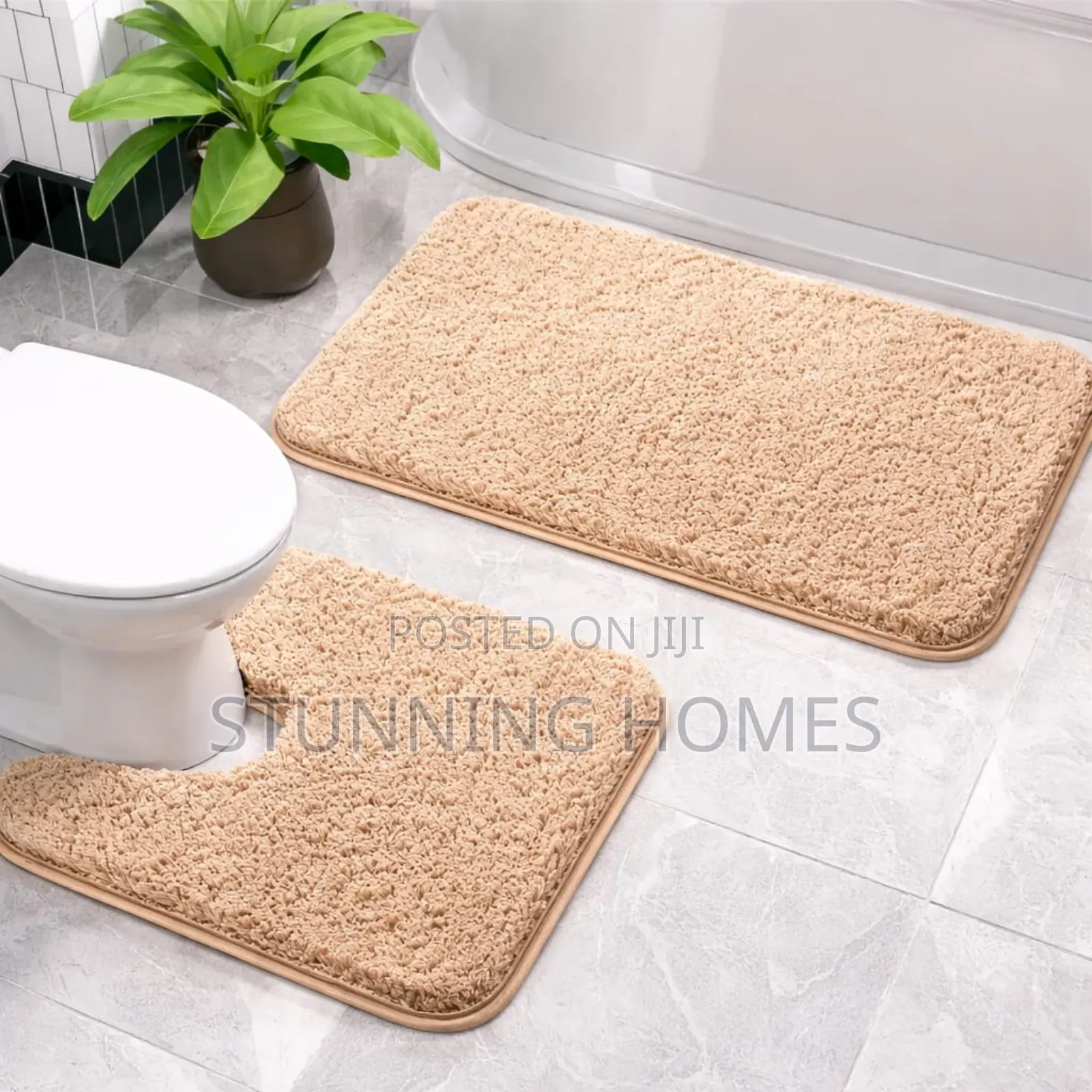 2pcs Fluffy Bathroom Mats Set