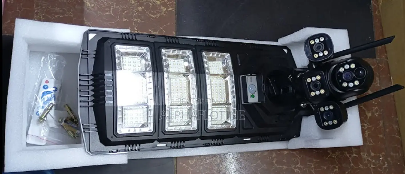 V380 Wifi Enabledtriple Lens Floodlight Solar PTZ Camera With 450watts