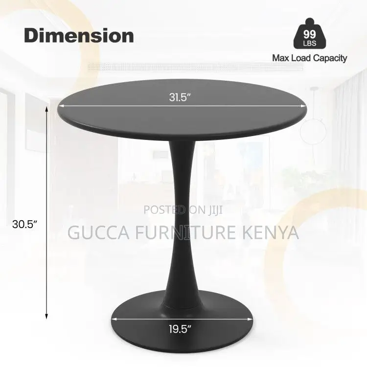 Round Black Marble Home Office Dining Table