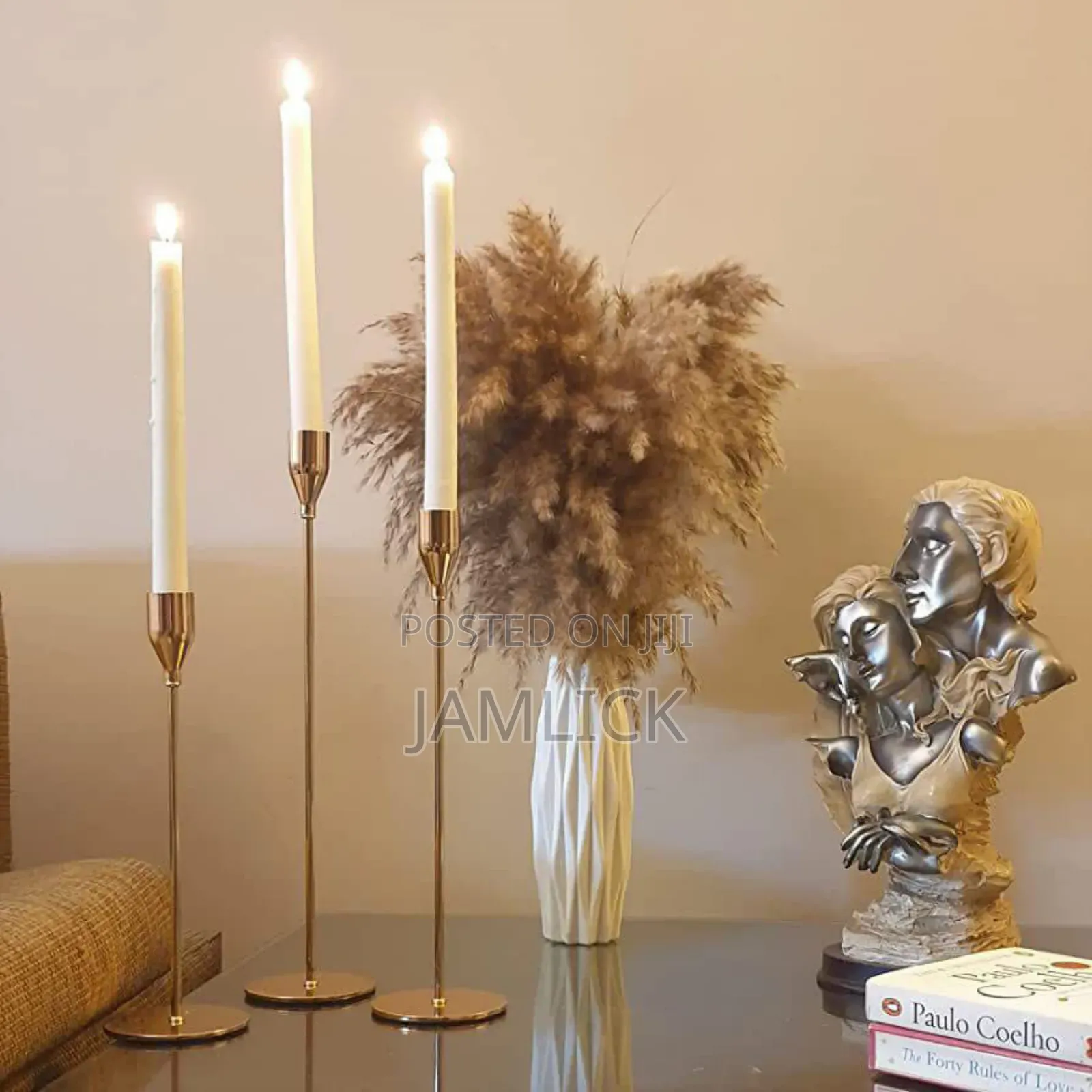 Luxurious Metallic Candle Holders – Set of 3 –Sp