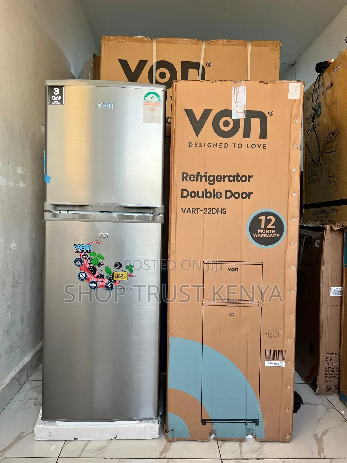 Von 141l Double Door Refrigerator Dark Silver