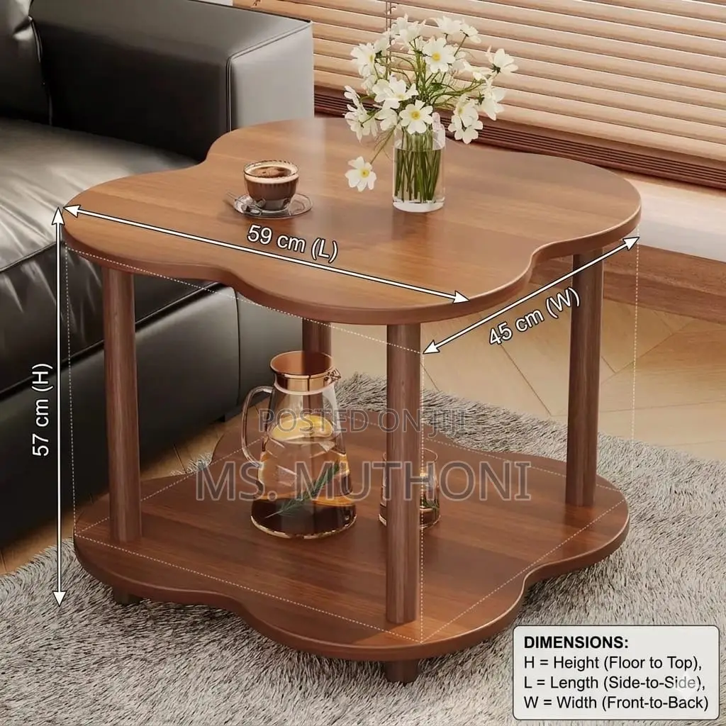 Modern Wooden Flower Shape Vintage Side Table