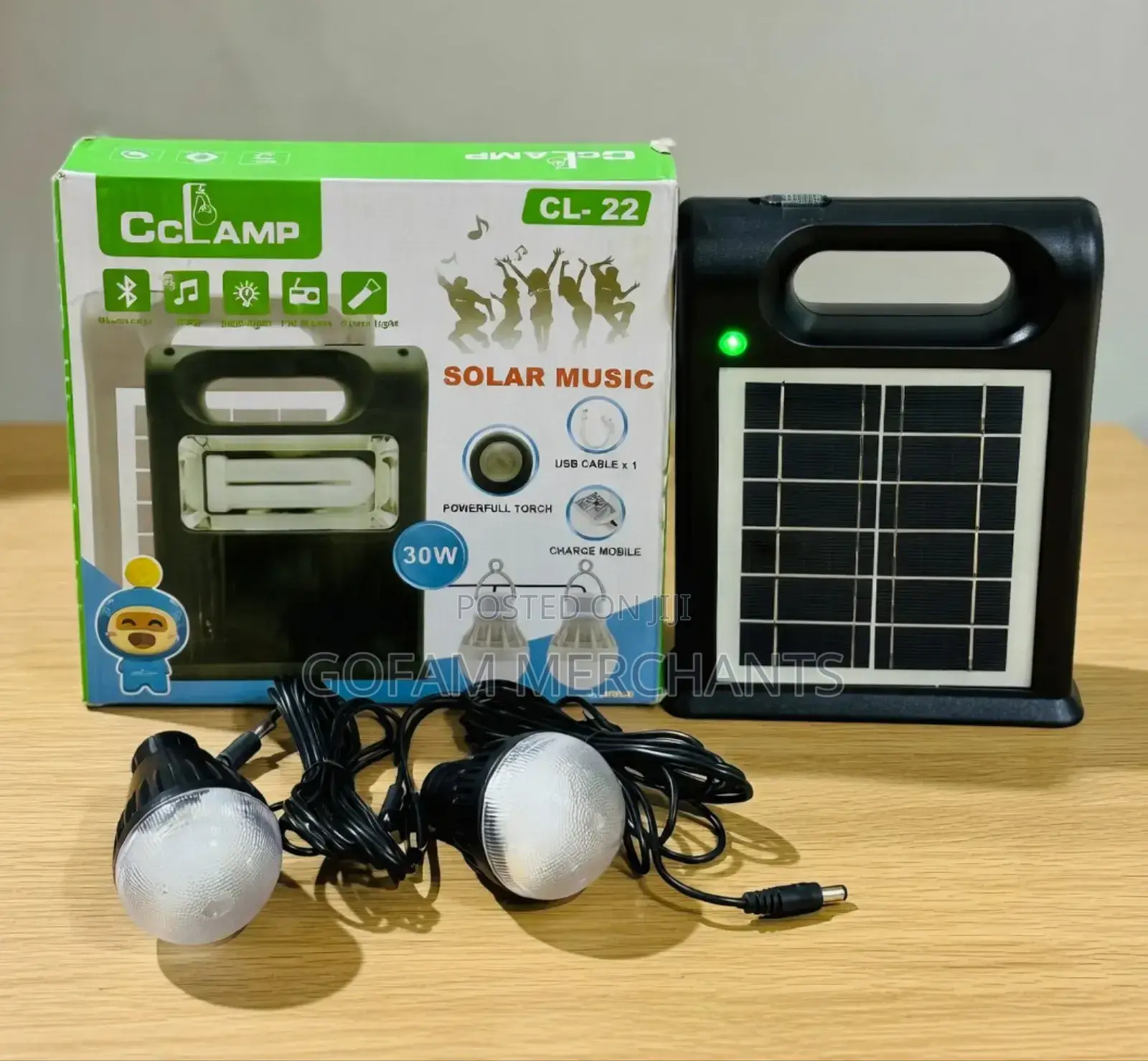 Cclamp Solar Lighting System With 2 Bulbs