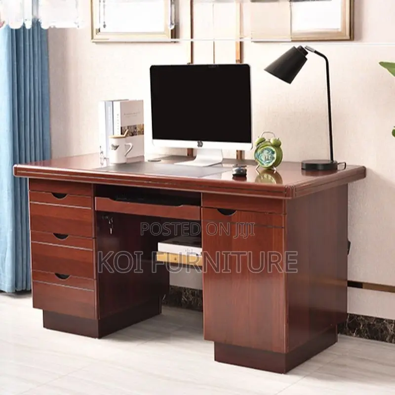 Office Desk : 1.4m Mahogany Finish Executive Office Desk