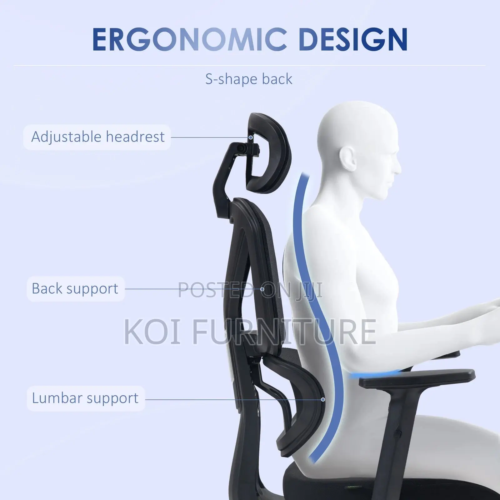 Office Chair : Vinsetto High‐Back Ergonomic Mesh Office Chair,