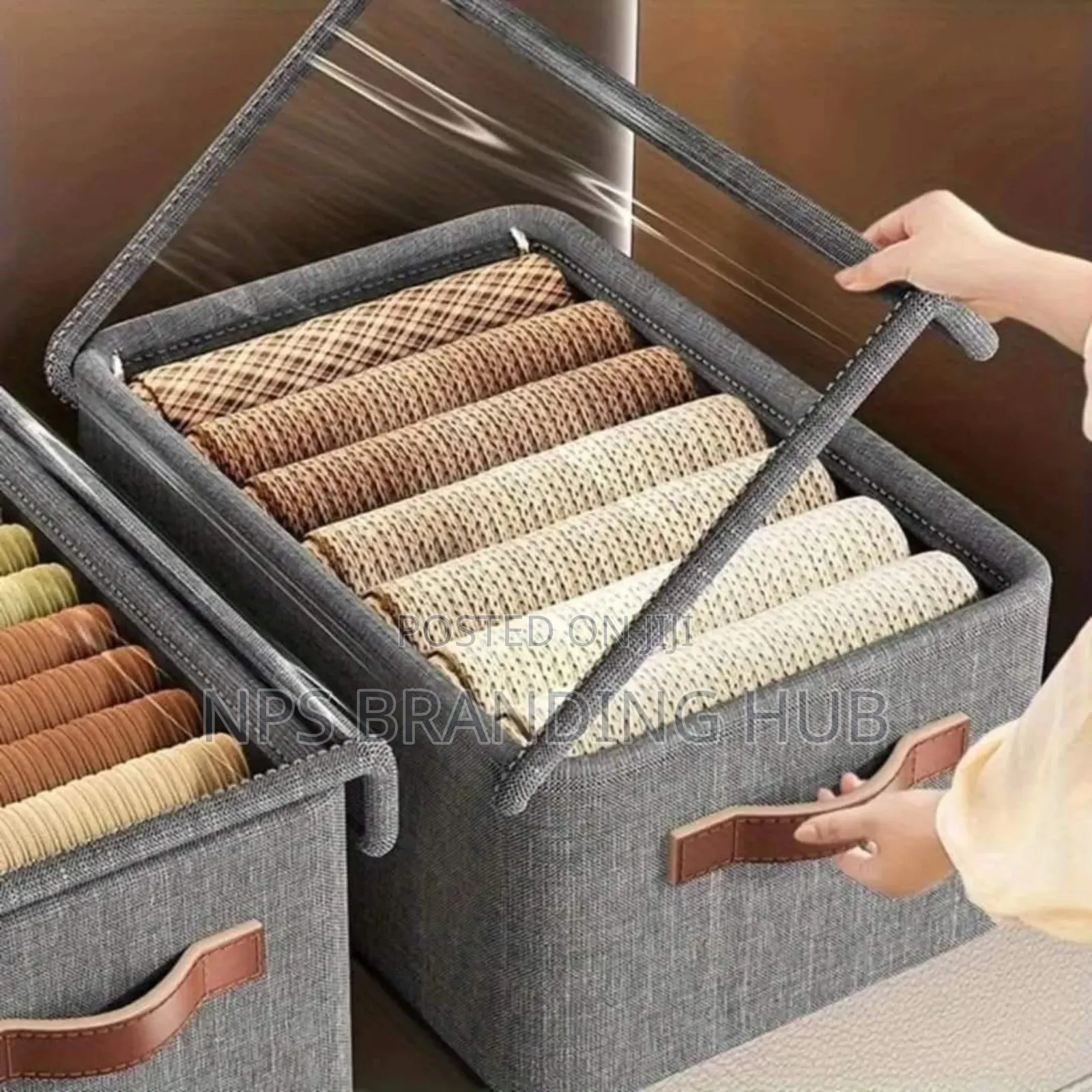 Collapsible Fabric Organizer With A Cover Size: 50cm X 35cm X 24cm. Cs