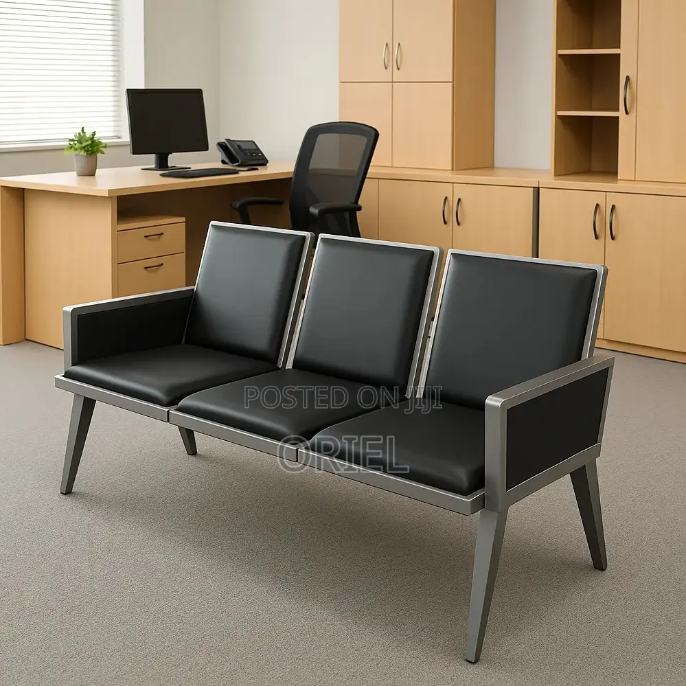Reception Benches:- 3-Link Metal Reception Bench for Waiting Area