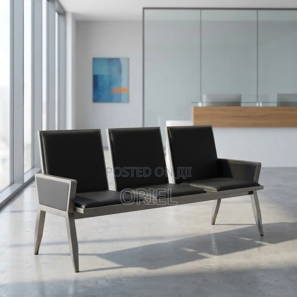 Reception Benches:- 3-Link Metal Reception Bench for Waiting Area