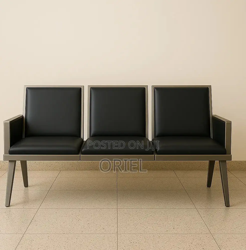 Reception Benches:- 3-Link Metal Reception Bench for Waiting Area