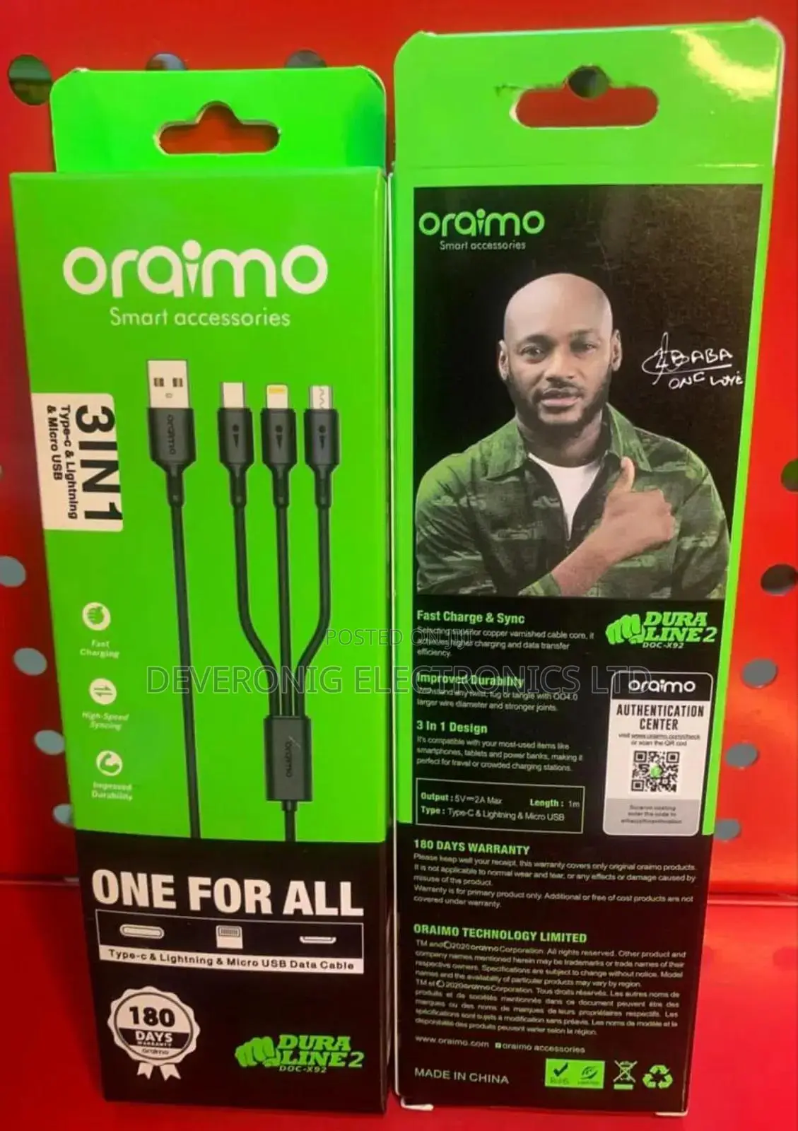 *Oraimo 3 in 1 Generic Cable