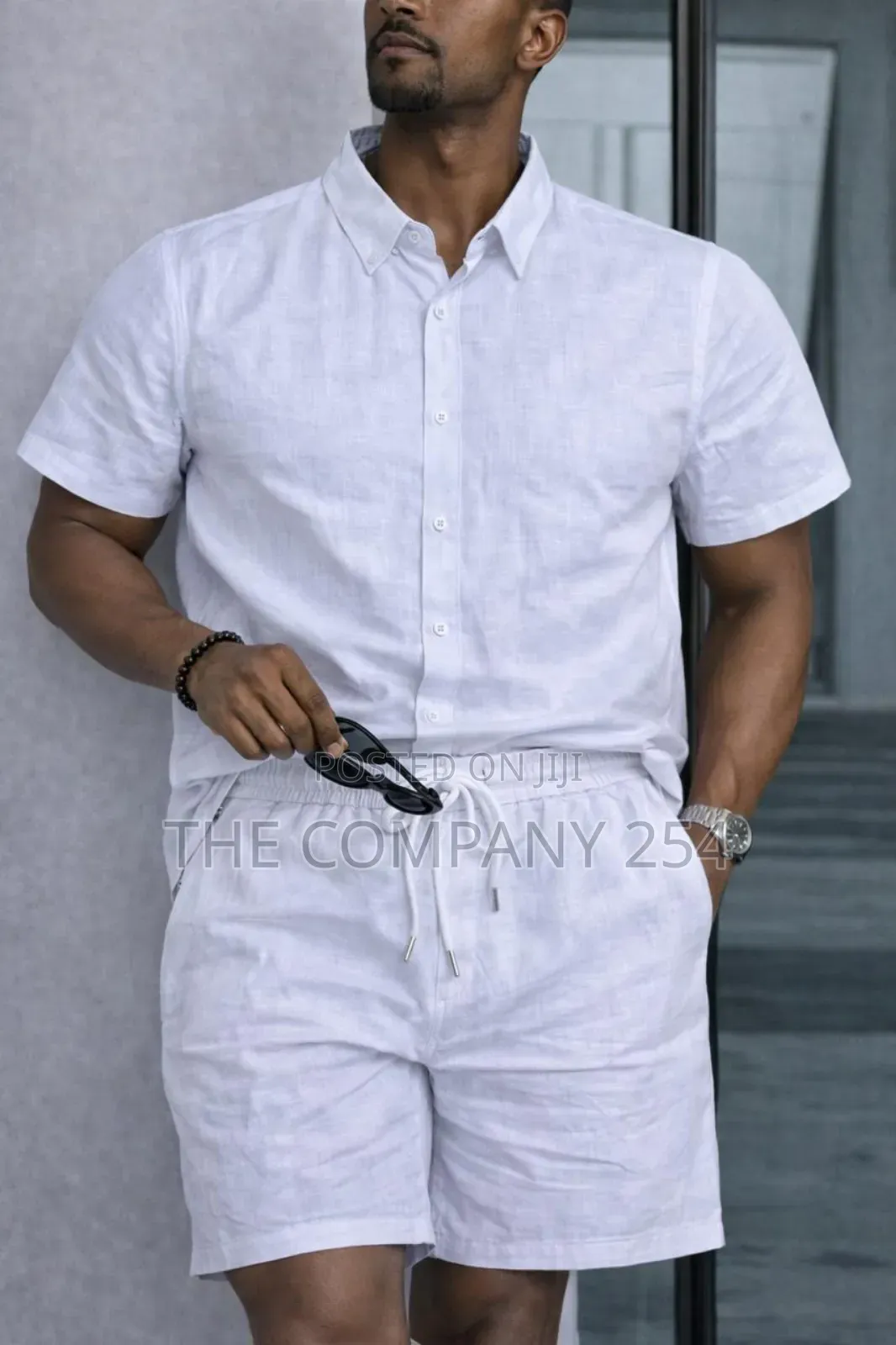 Quality 2 Piece Linen Stripped Shirt,Short Suits Available