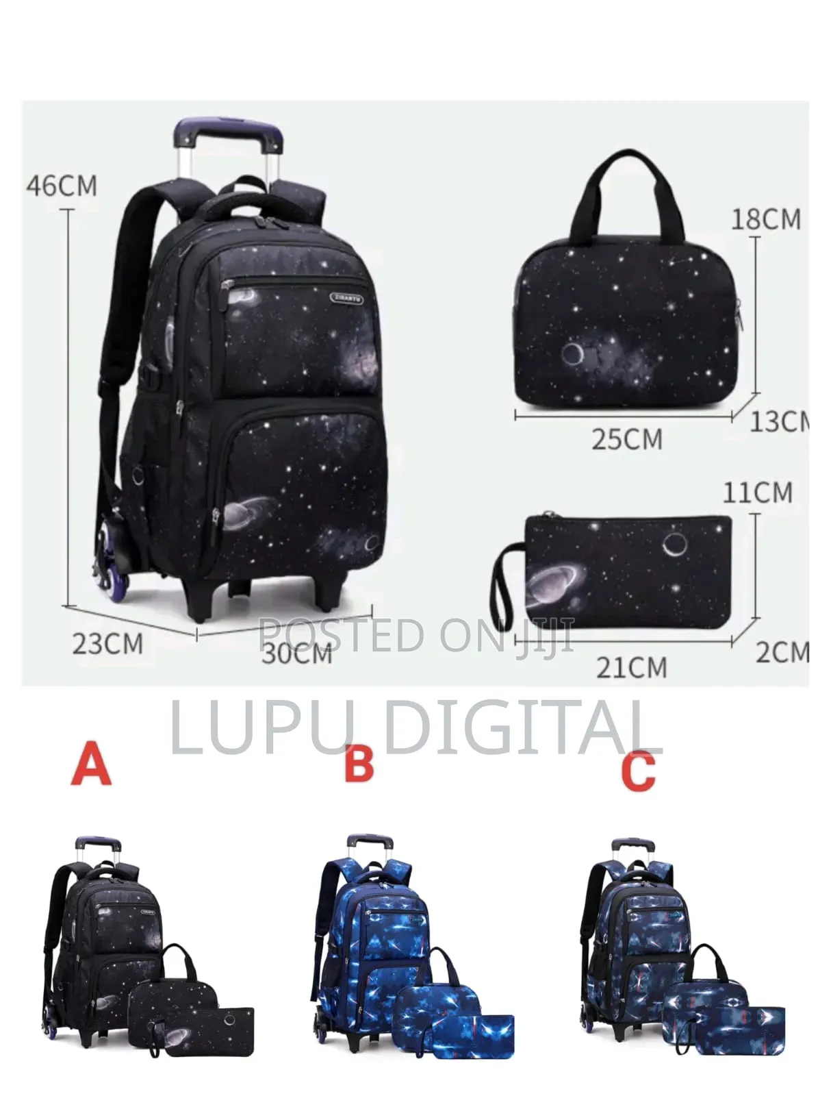 3wheel Rolling Trolley School Bag