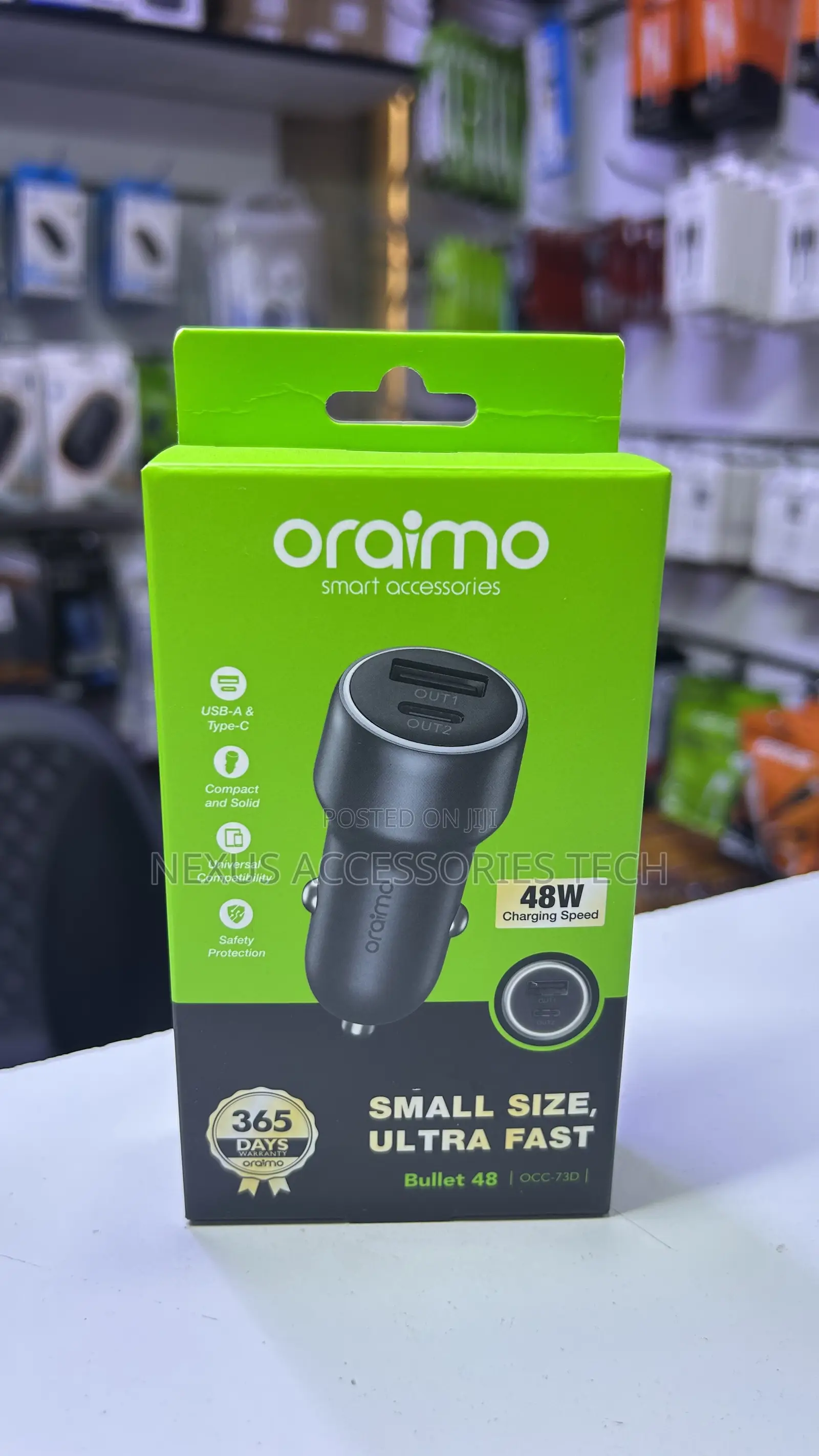 Oraimo Bullet 48w Dual Port Usb-a Type-C Fast Charger–Compact