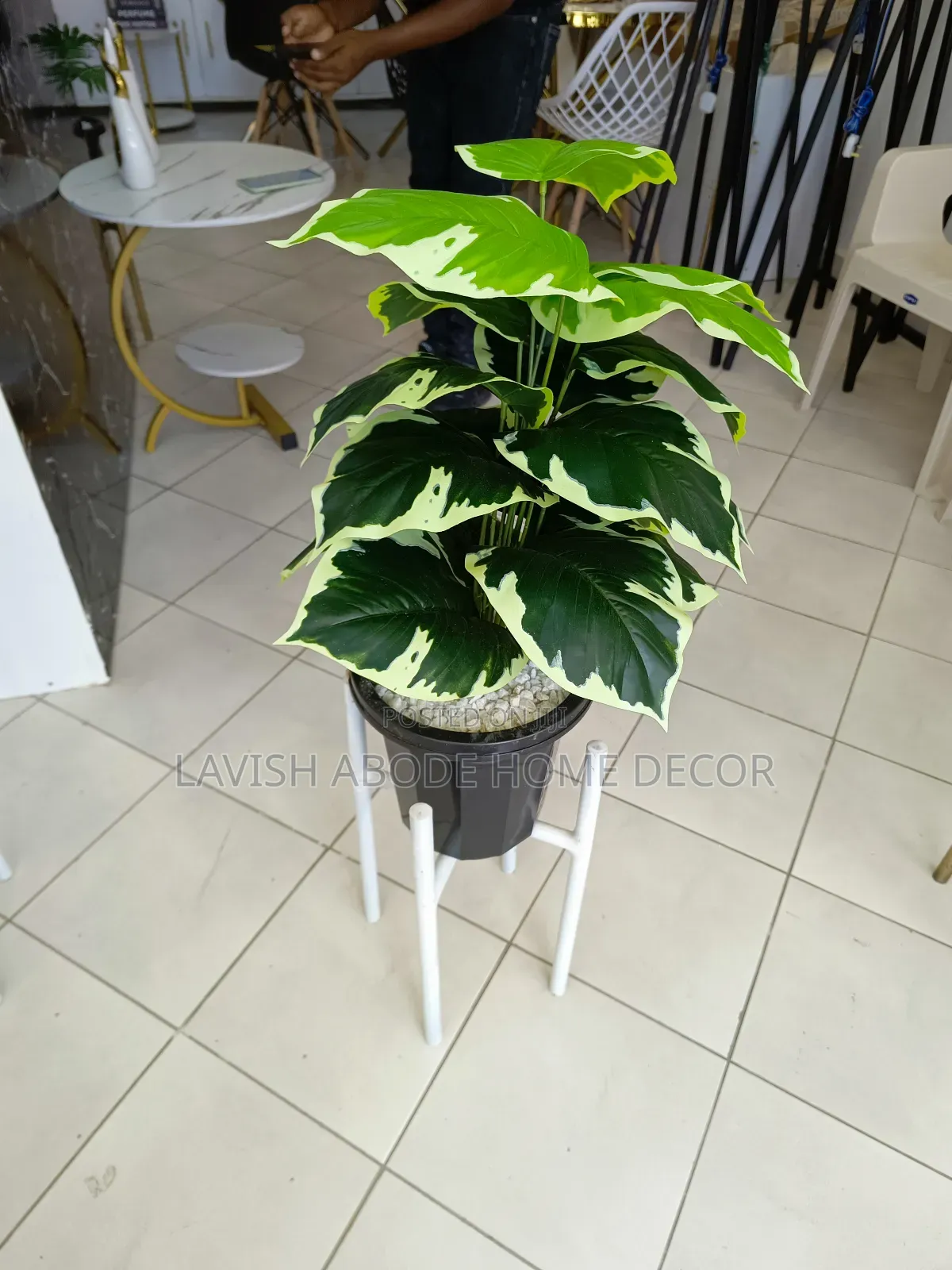 Artificial Plant With Metallic Stand – Modern Home Décor