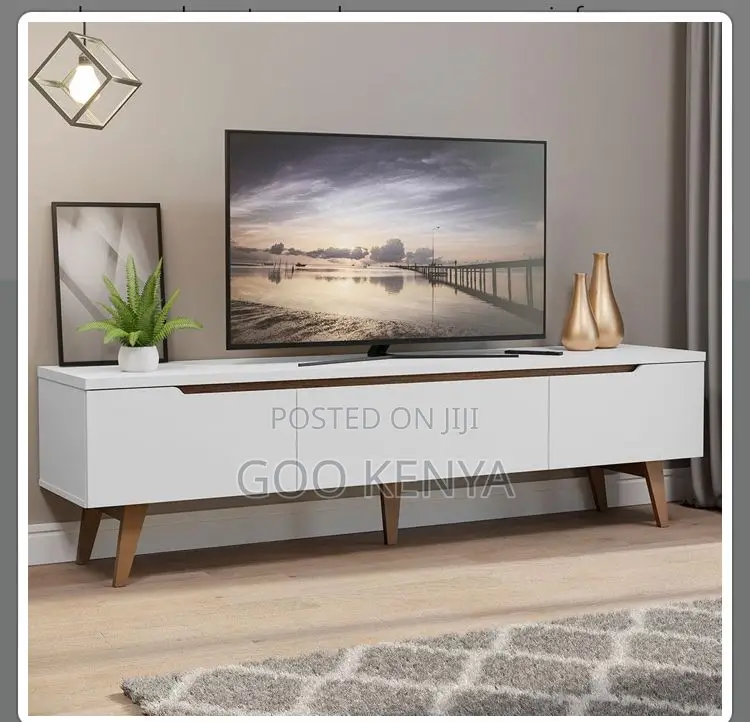 Living Room Tv Cabinet; Sleek White Wooden Tv Console