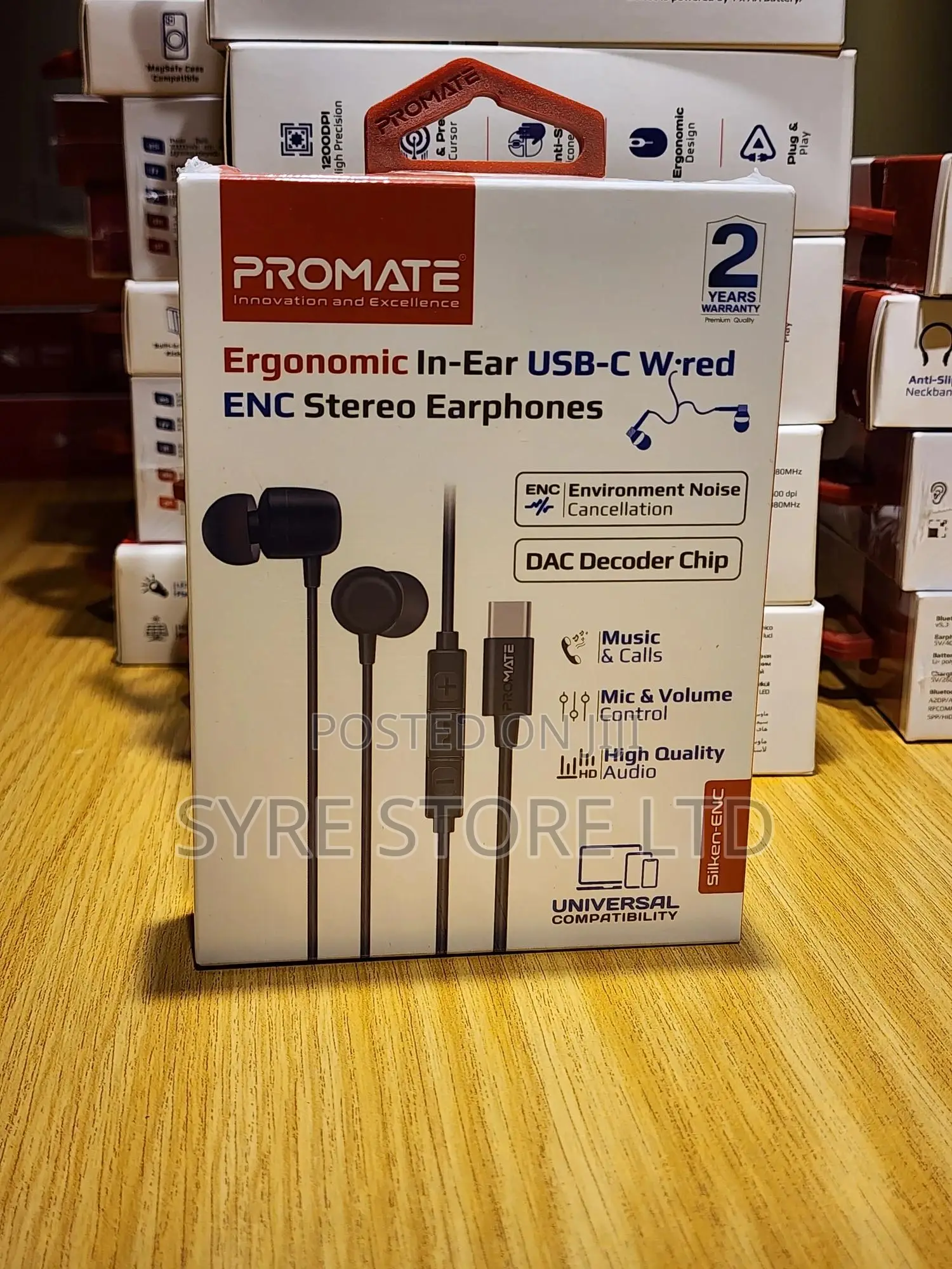 Usb-C Wired Stereo Earphones W/ Mic-Promate Silken-Enc