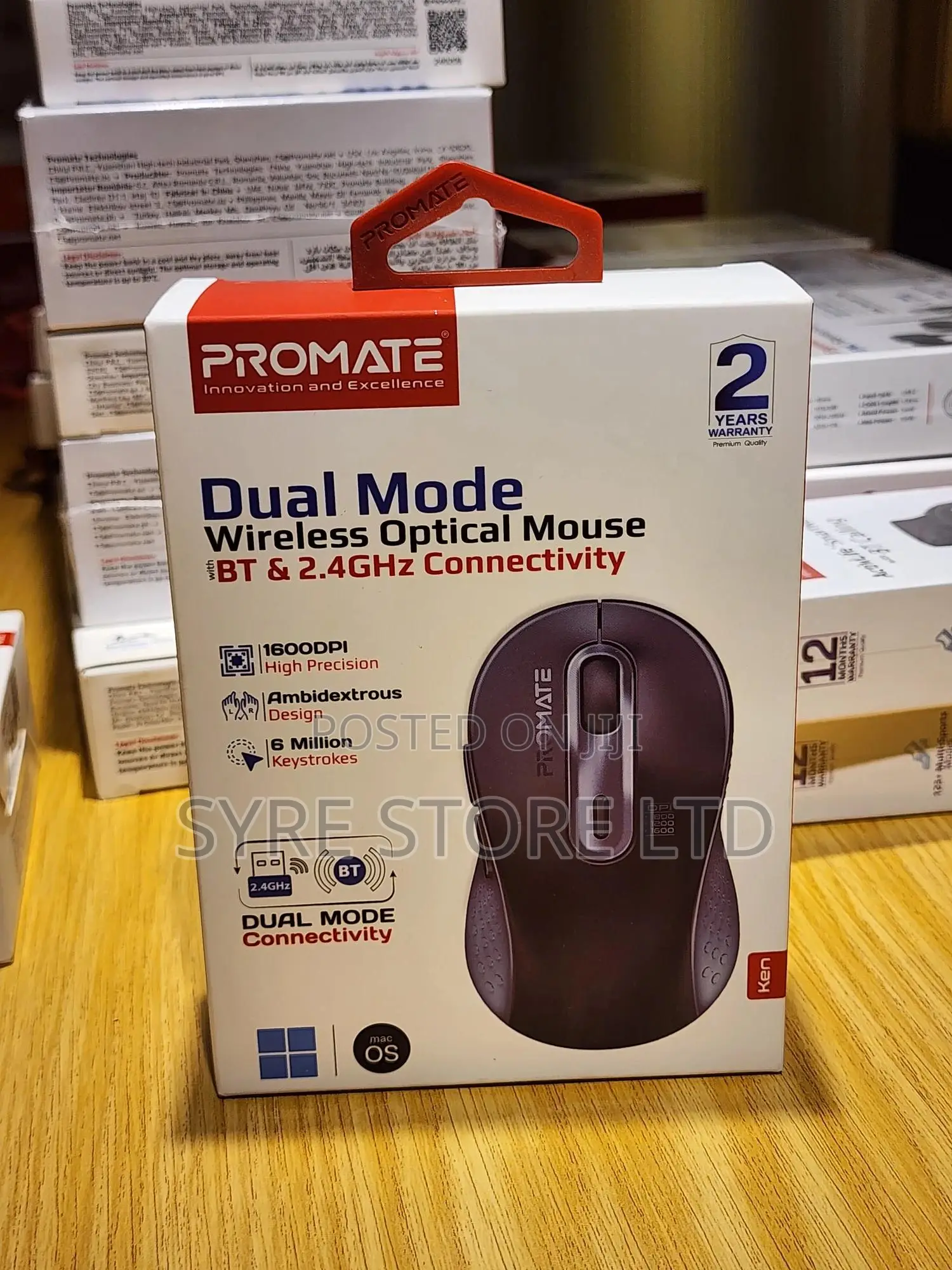 Dual Mode Rf Bt Wireless Mouse, 150h Battery-Promate Ken