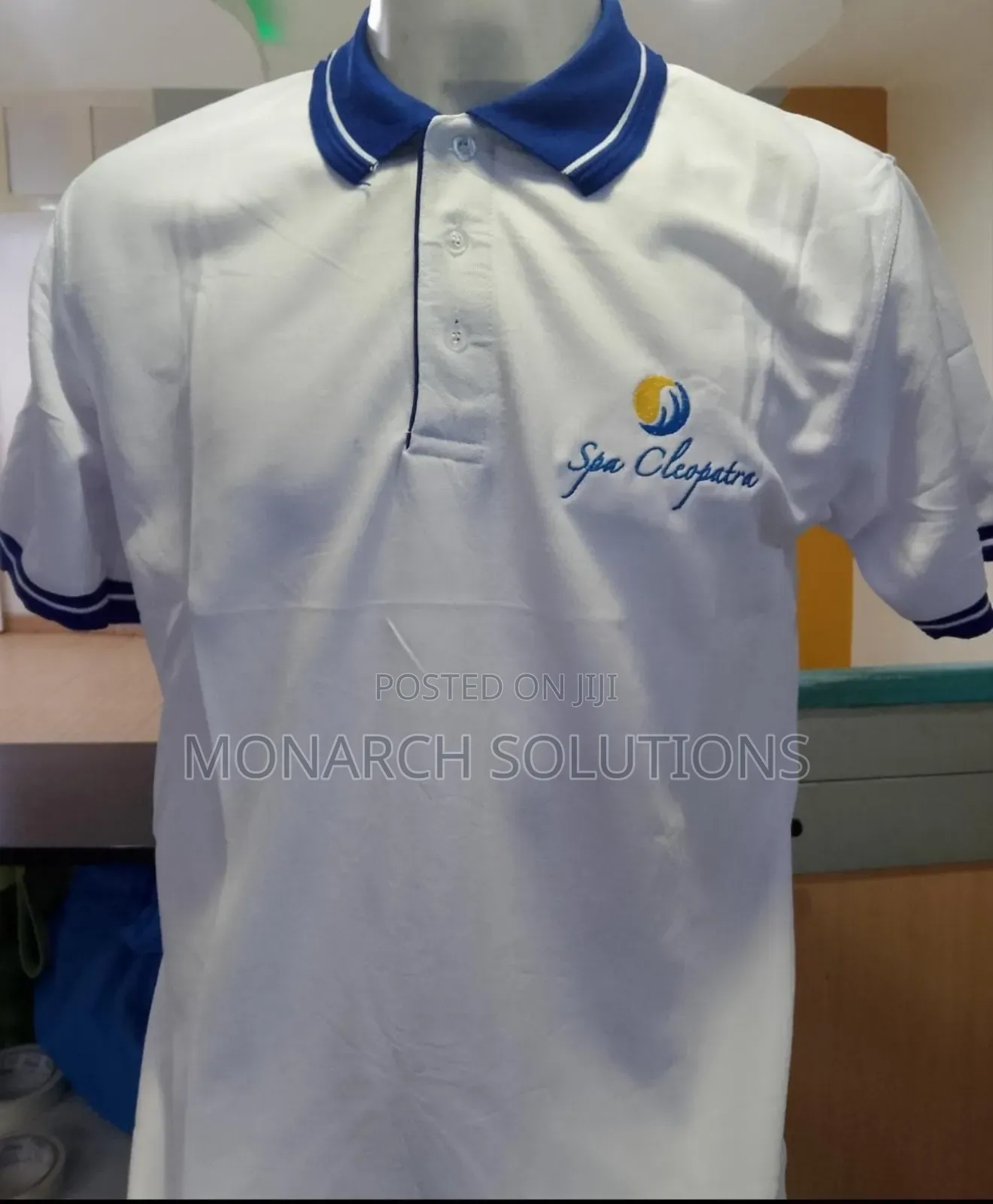 Polo White Body Collar Fit With Embroidery