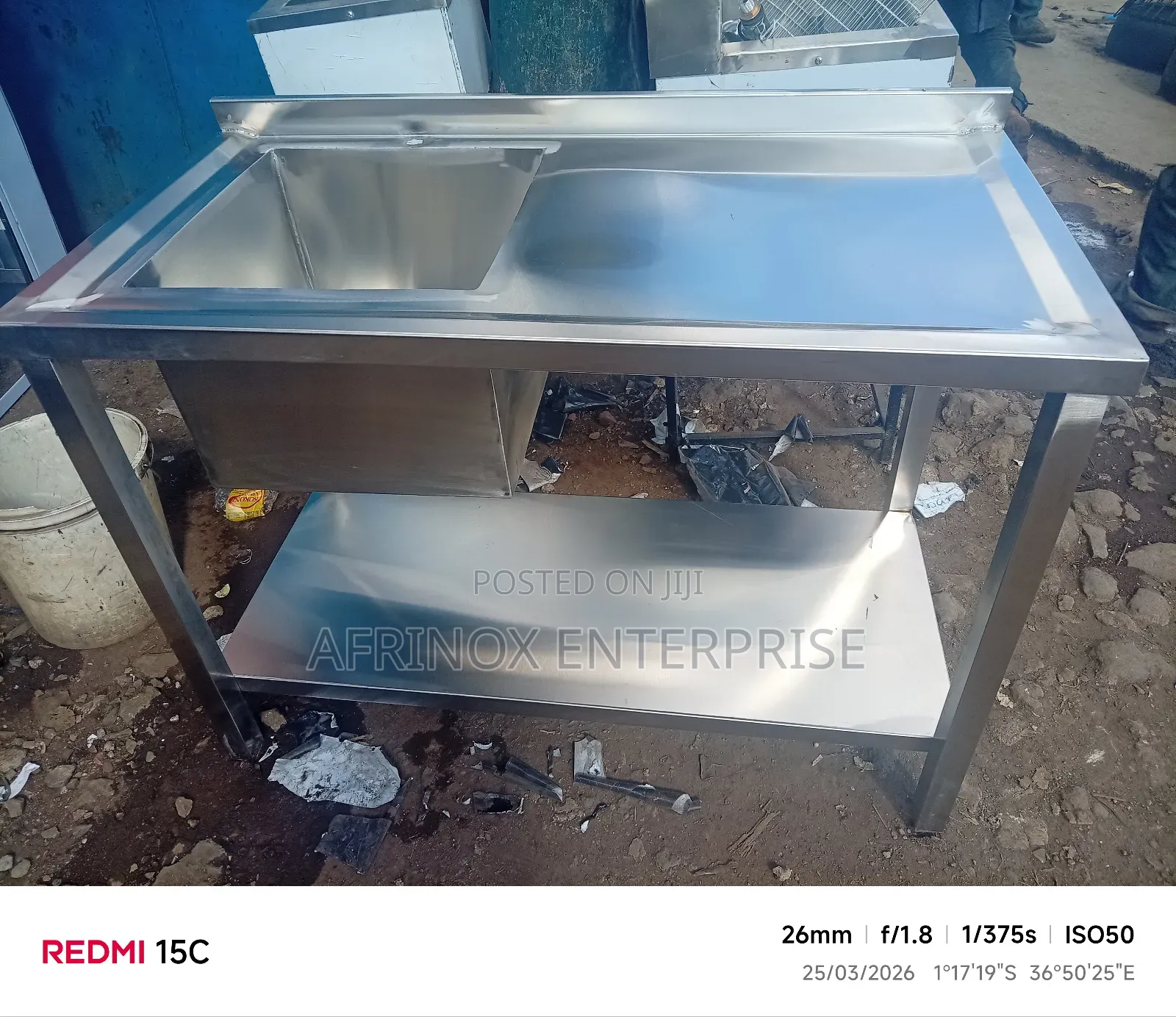 Single Sink With Under Shelf, 4 by 2 Feets, Bowl 40*40cm