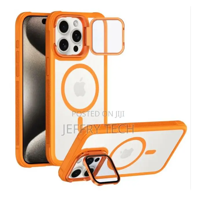 iPhone 17 Pro Cover With Ultra Invisible Metal Holder/ Support Transpa